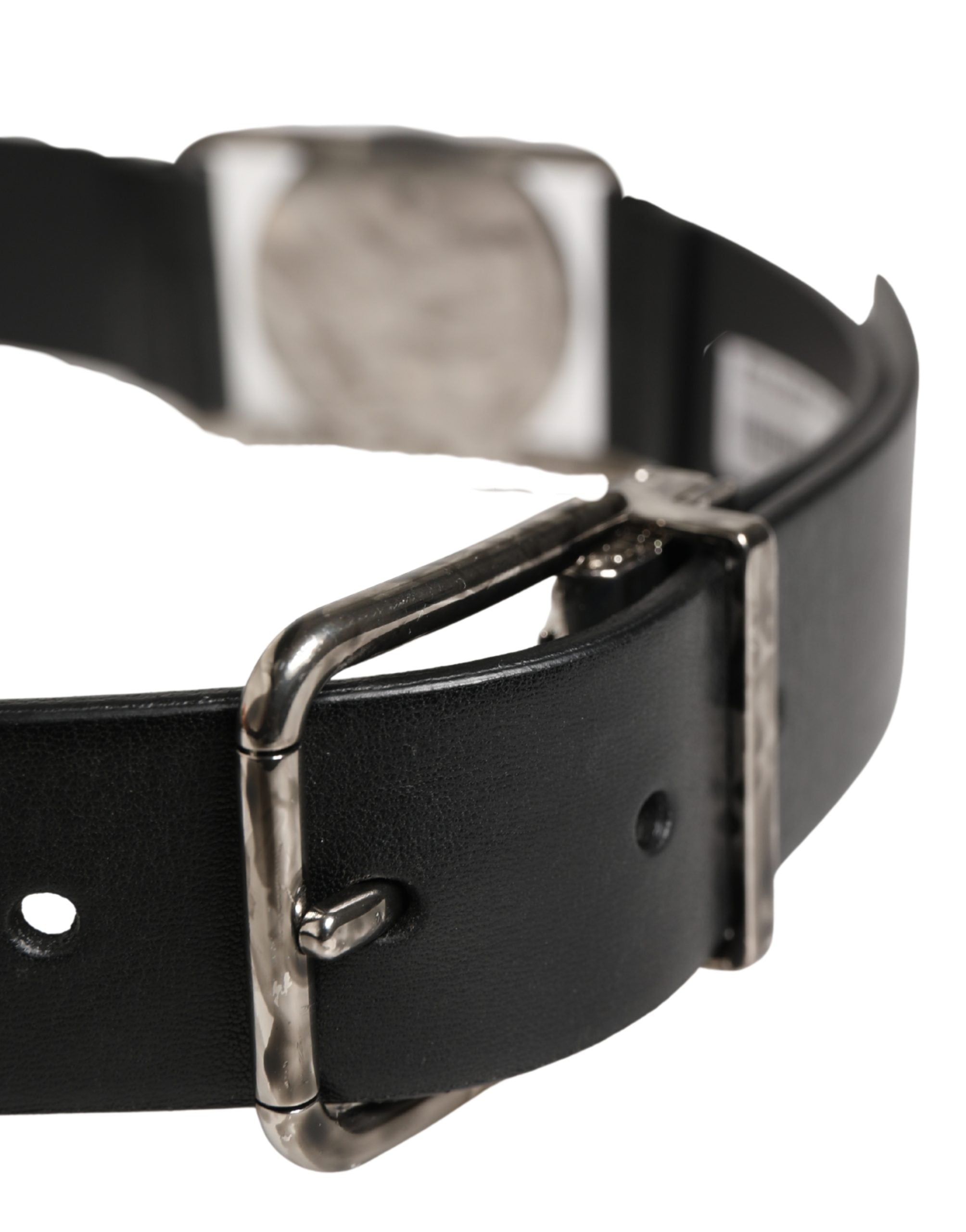 Dolce & Gabbana Men Black Classic Leather Metal Buckle Belt - Luxe Marca