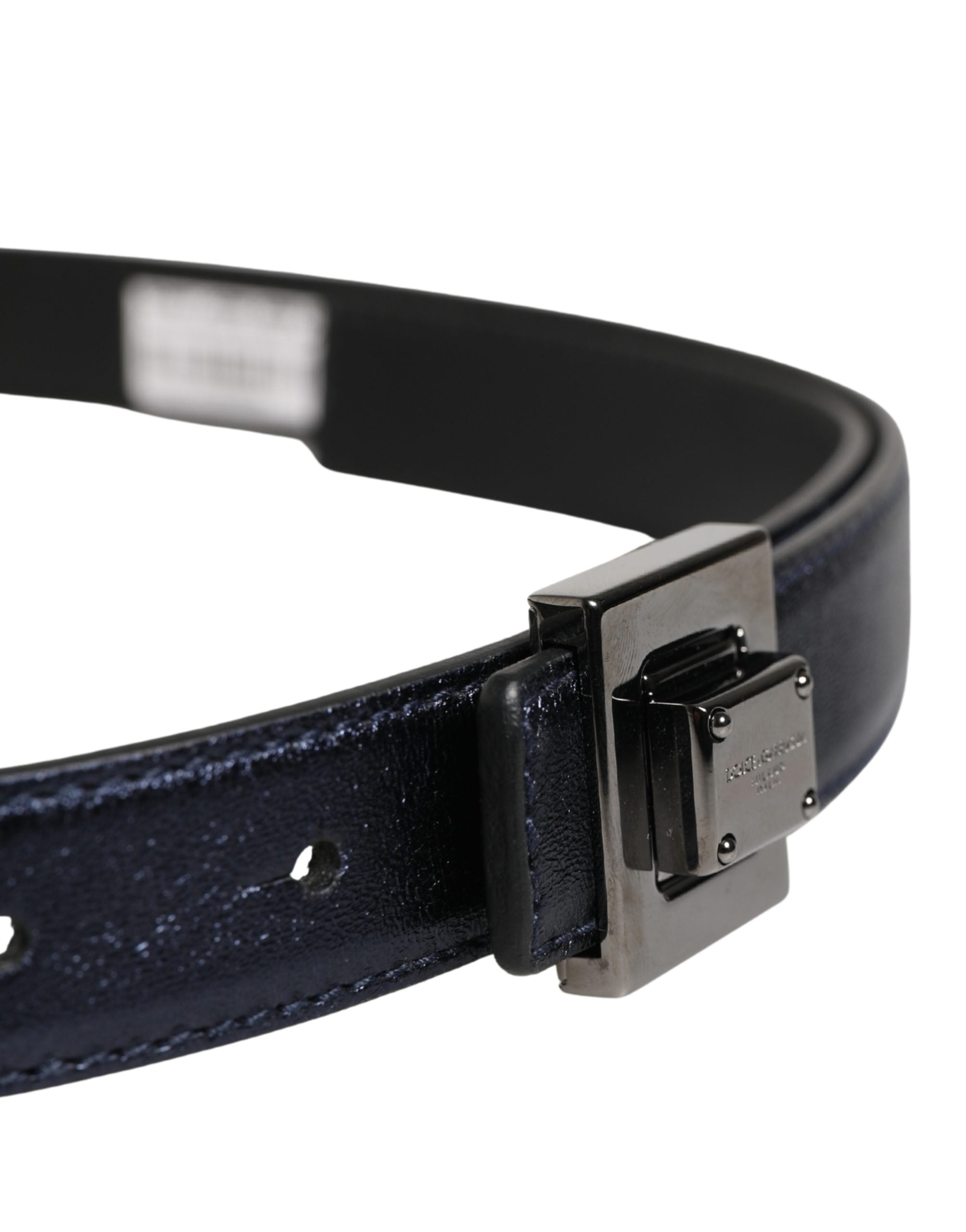 Dolce & Gabbana Men Black Classic Leather Square Buckle Belt - Luxe Marca