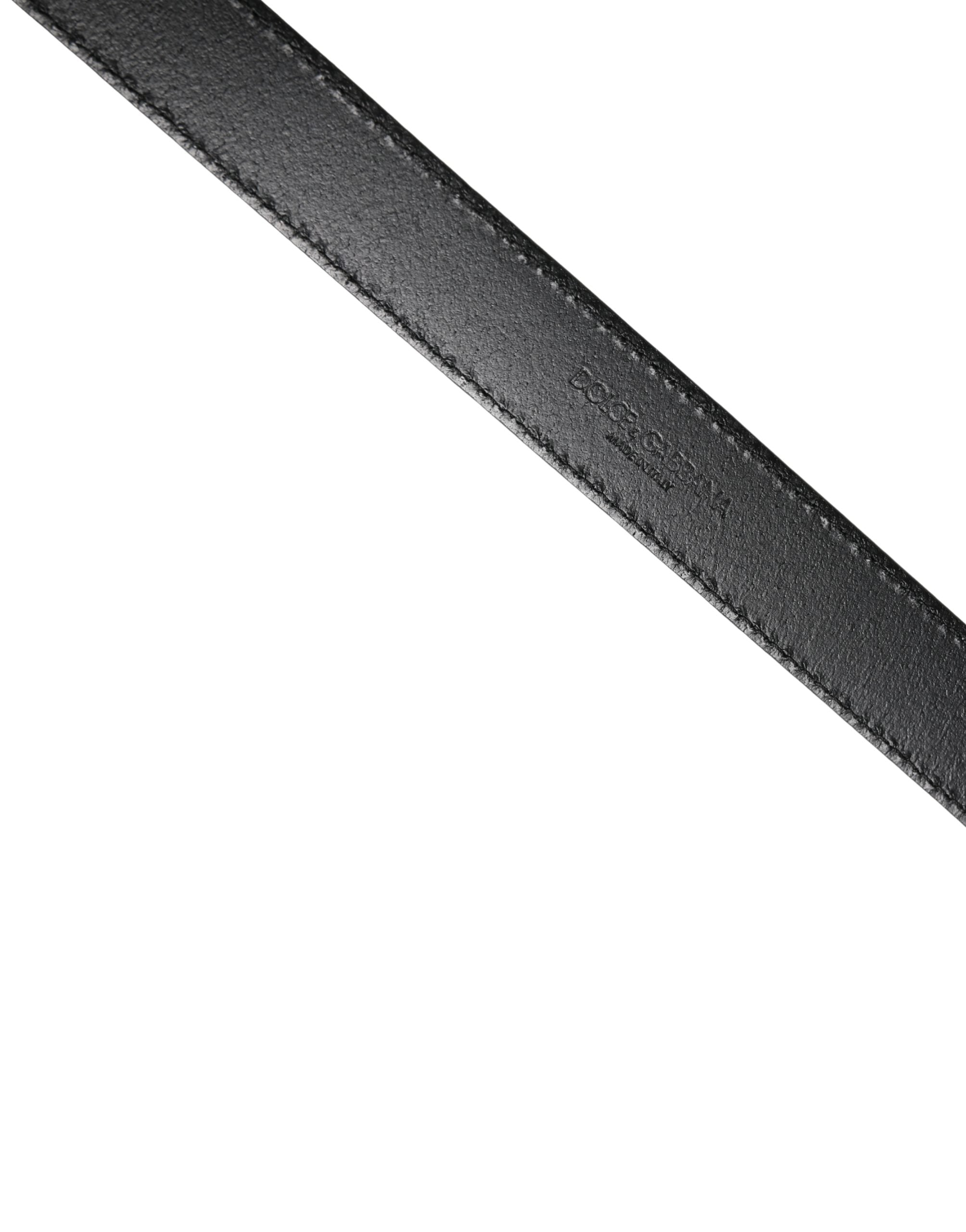 Dolce & Gabbana Men Black Classic Leather Square Buckle Belt - Luxe Marca