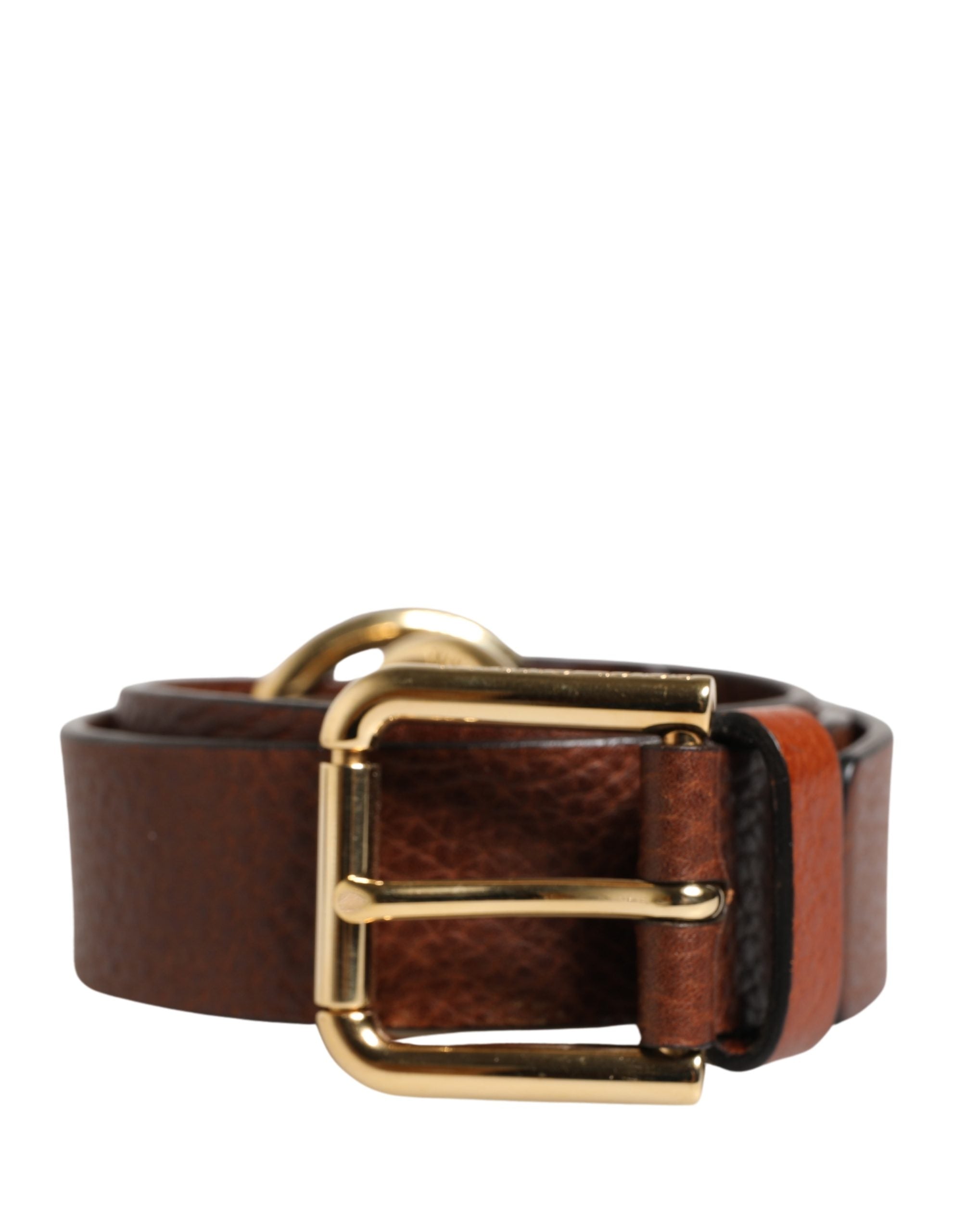 Dolce & Gabbana Men Brown Classic Leather Metal Buckle Belt - Luxe Marca