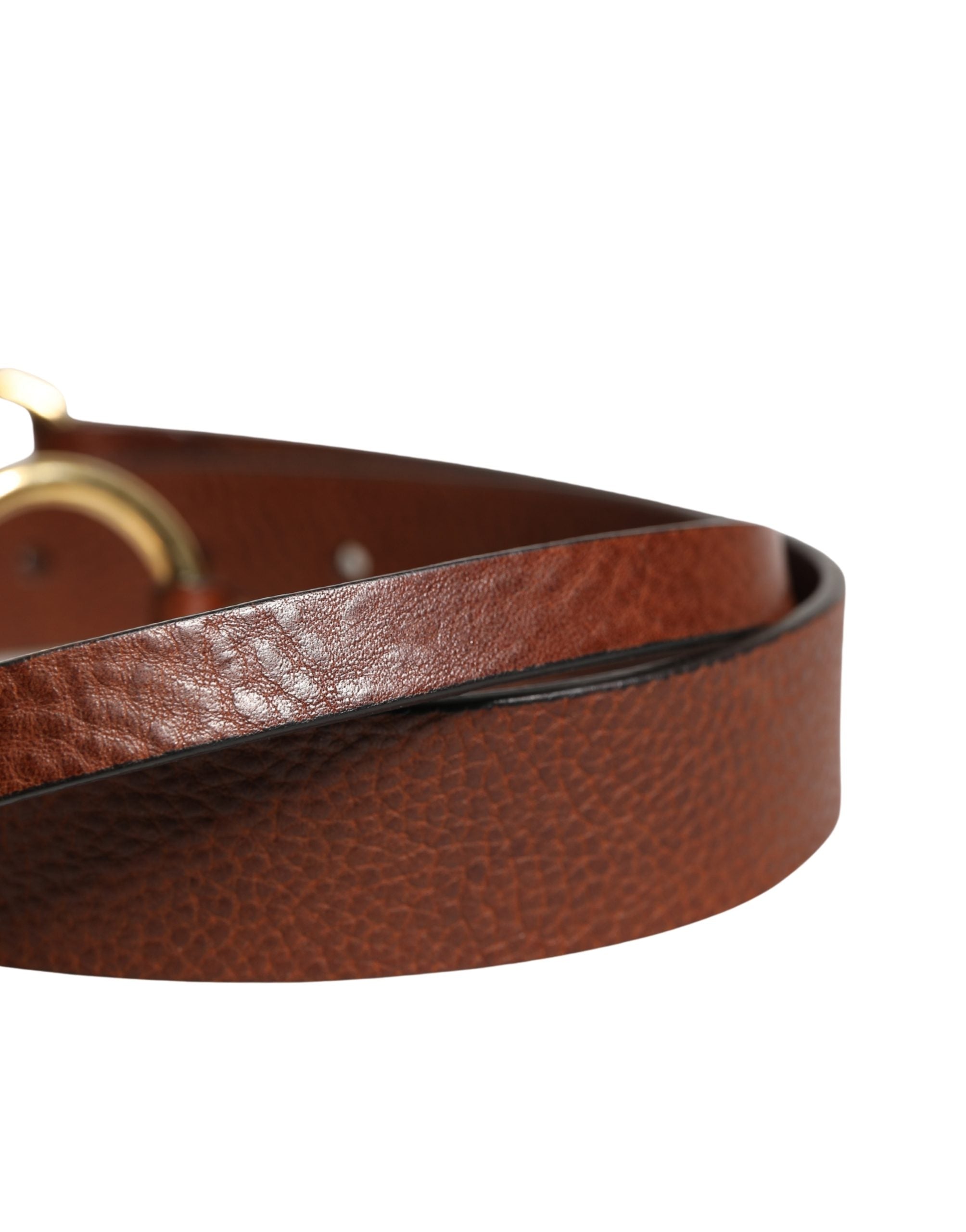 Dolce & Gabbana Men Brown Classic Leather Metal Buckle Belt - Luxe Marca