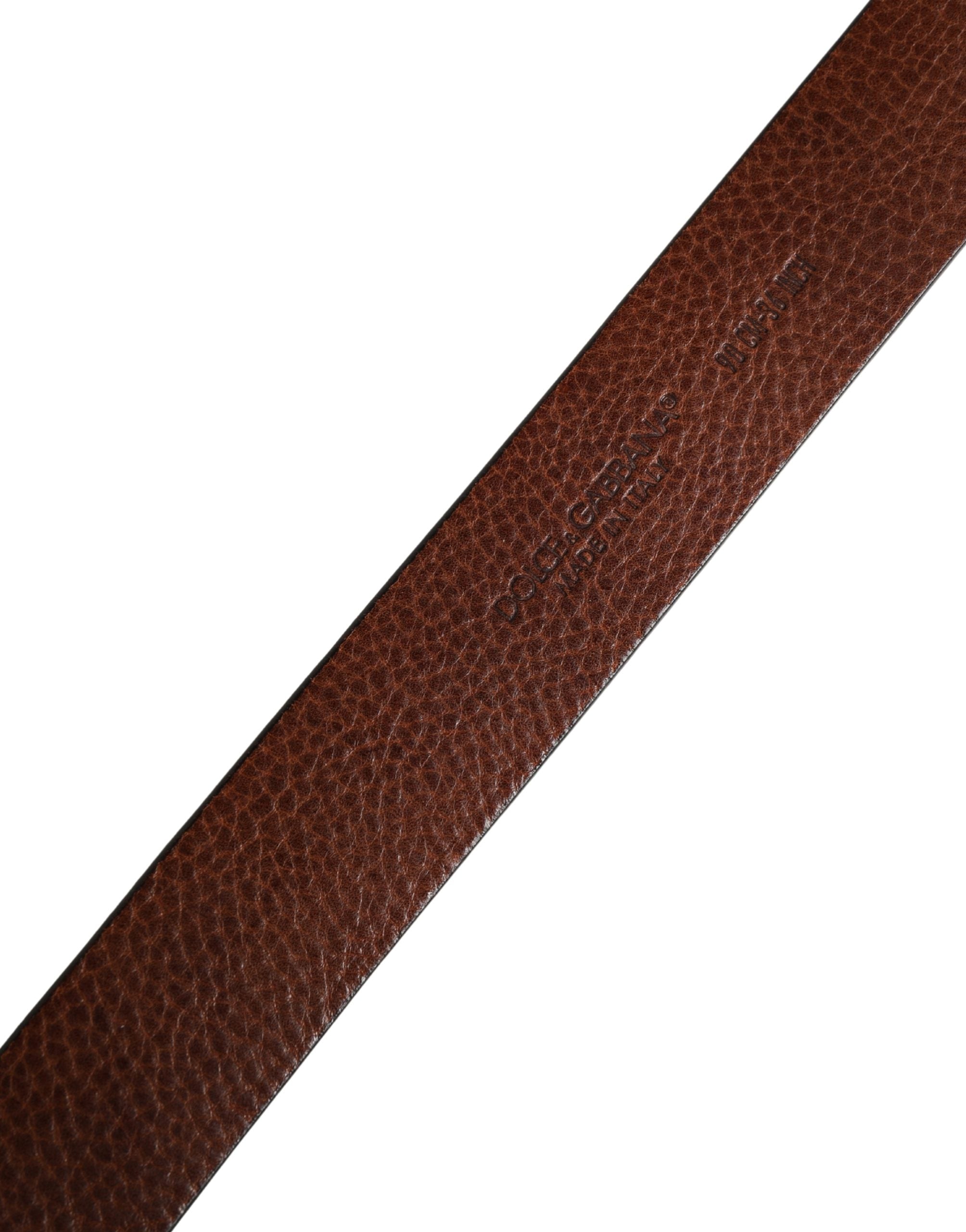 Dolce & Gabbana Men Brown Classic Leather Metal Buckle Belt - Luxe Marca