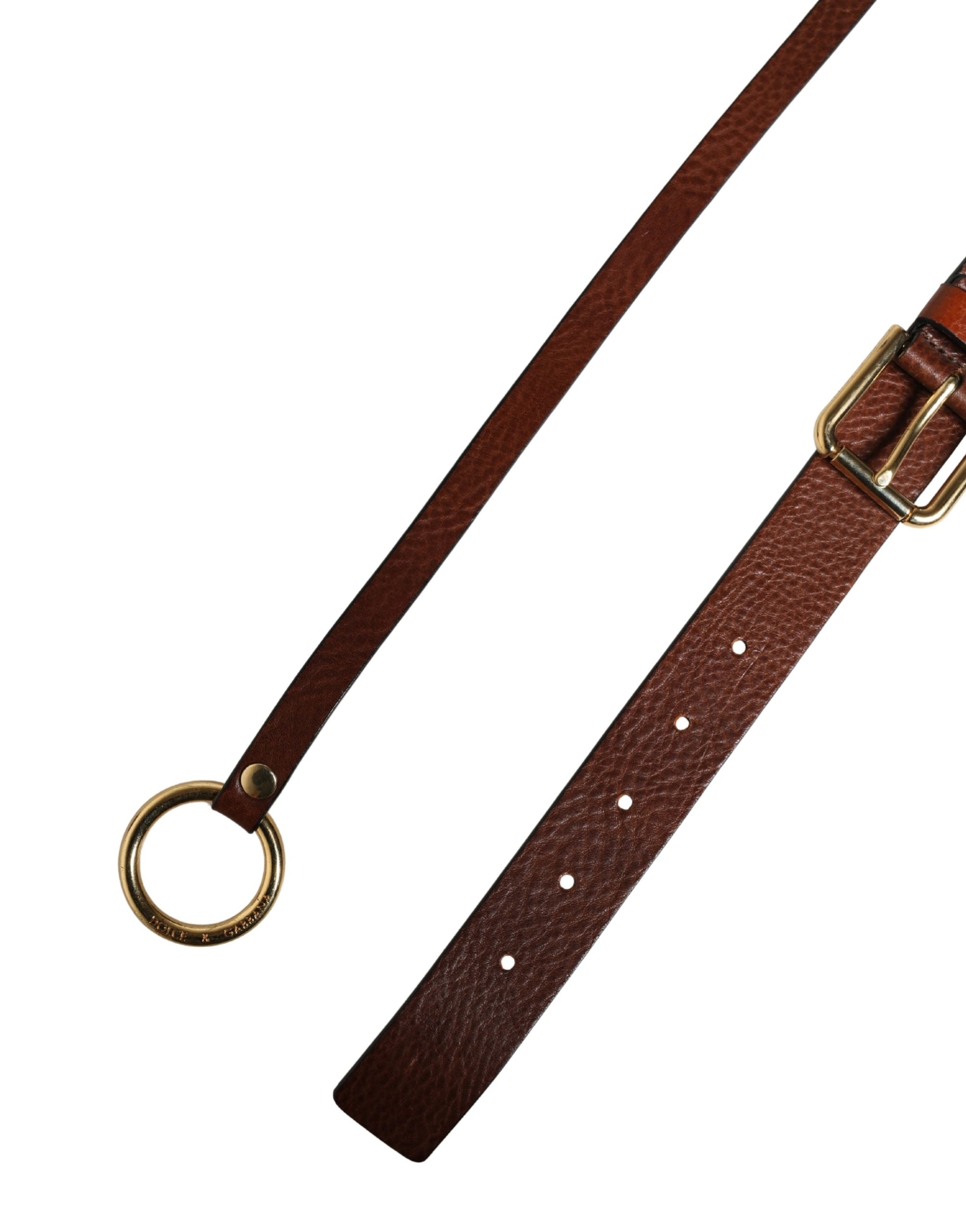 Dolce & Gabbana Men Brown Classic Leather Metal Buckle Belt - Luxe Marca