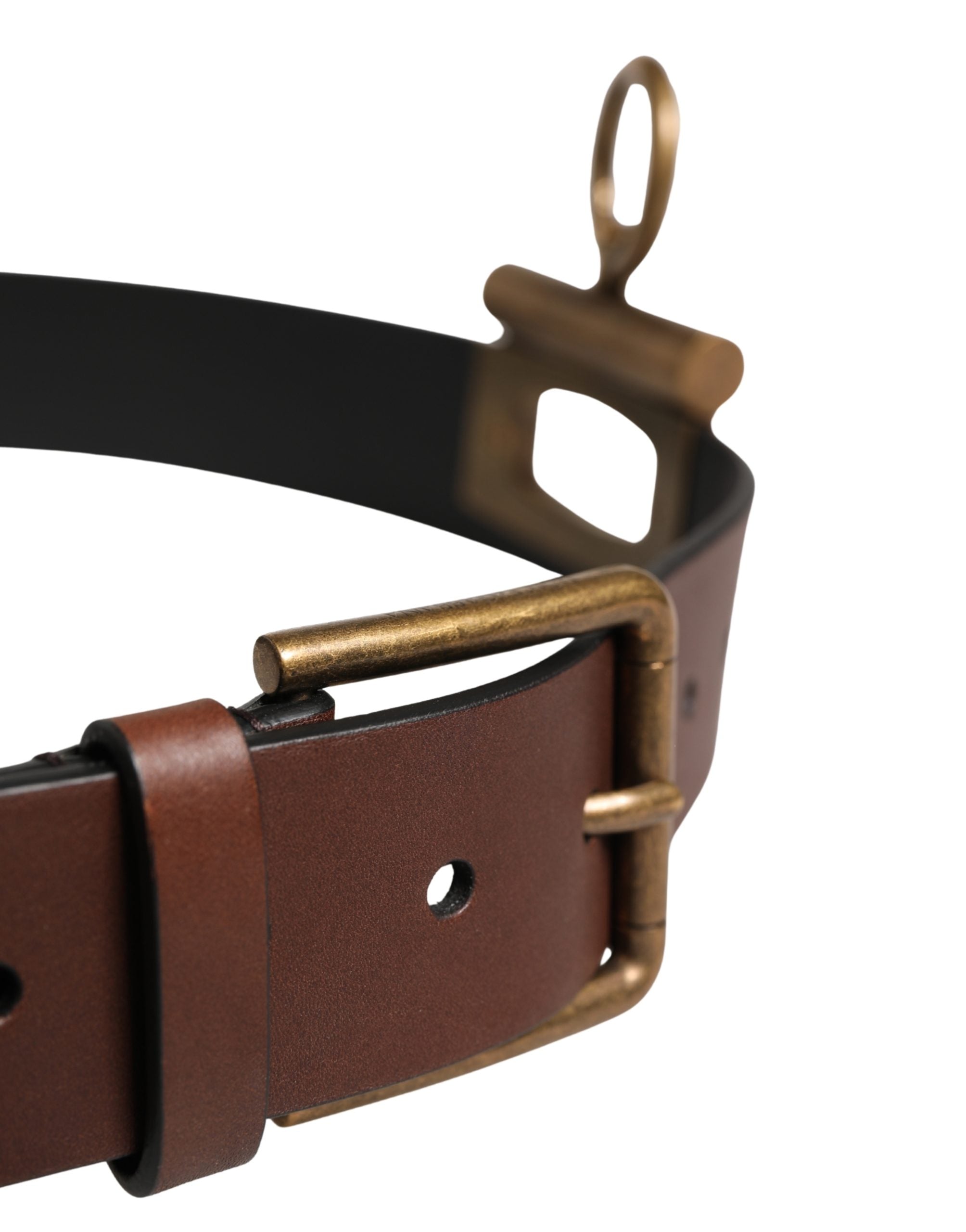 Dolce & Gabbana Men Brown Classic Leather Metal Buckle Belt - Luxe Marca