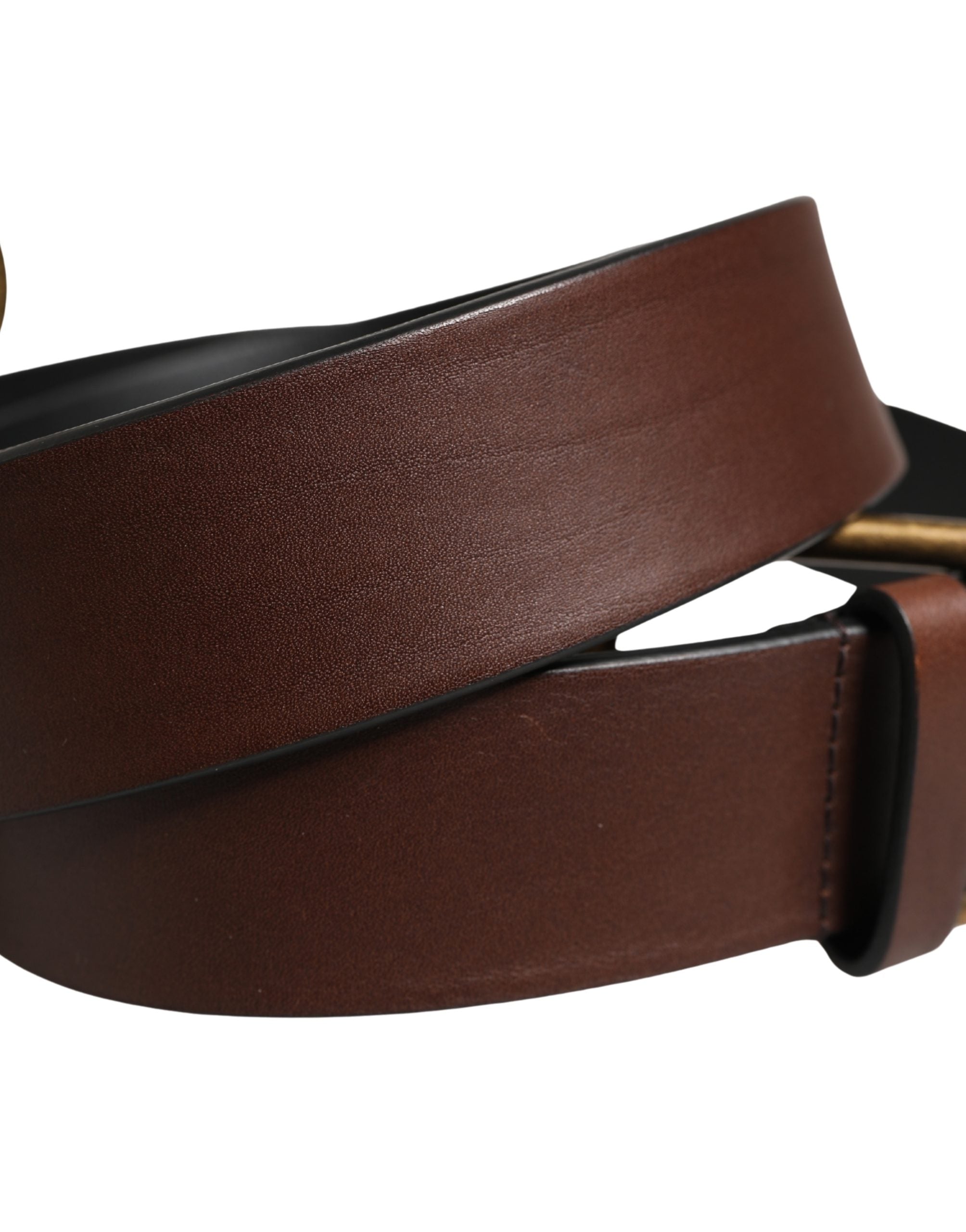 Dolce & Gabbana Men Brown Classic Leather Metal Buckle Belt - Luxe Marca