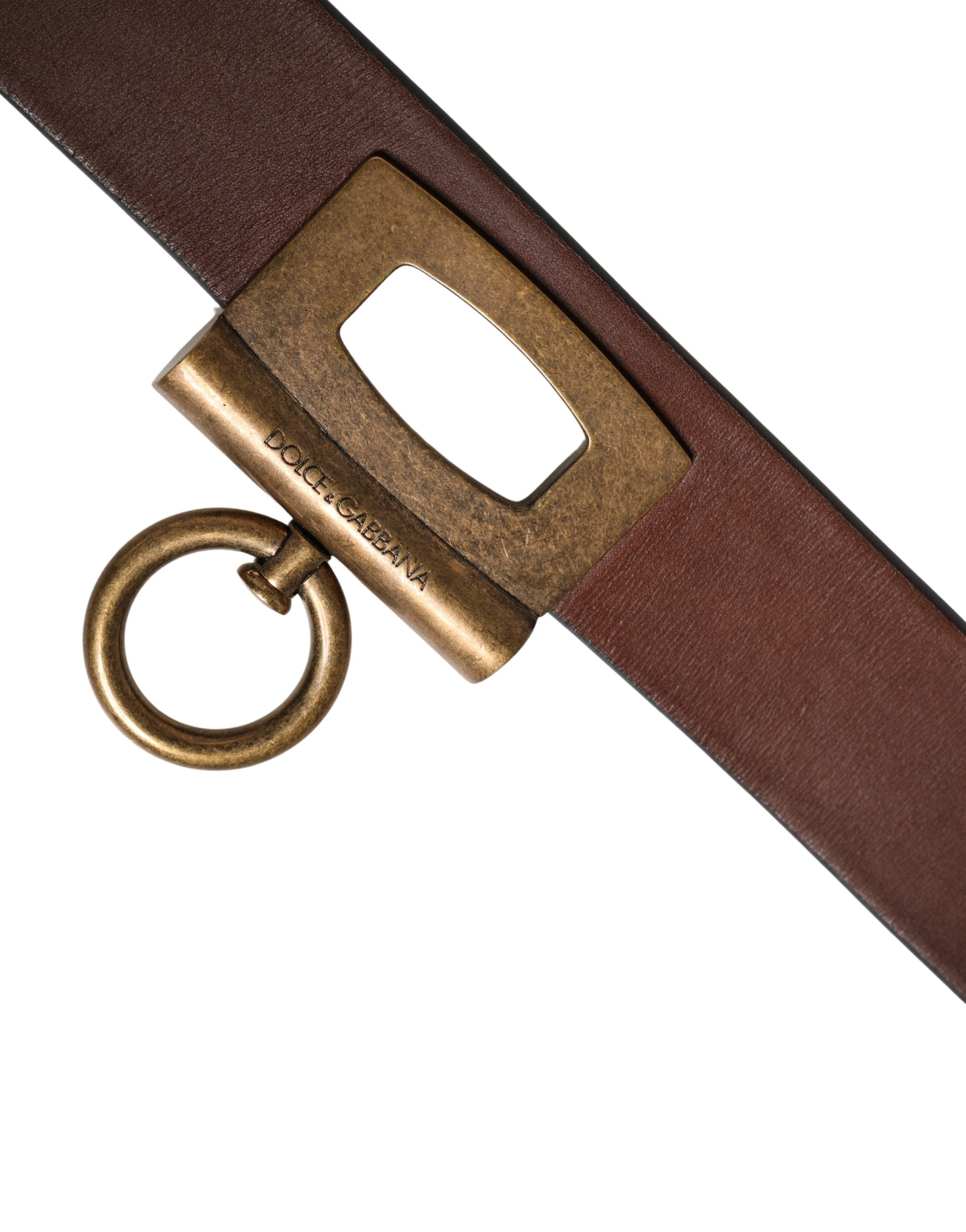 Dolce & Gabbana Men Brown Classic Leather Metal Buckle Belt - Luxe Marca