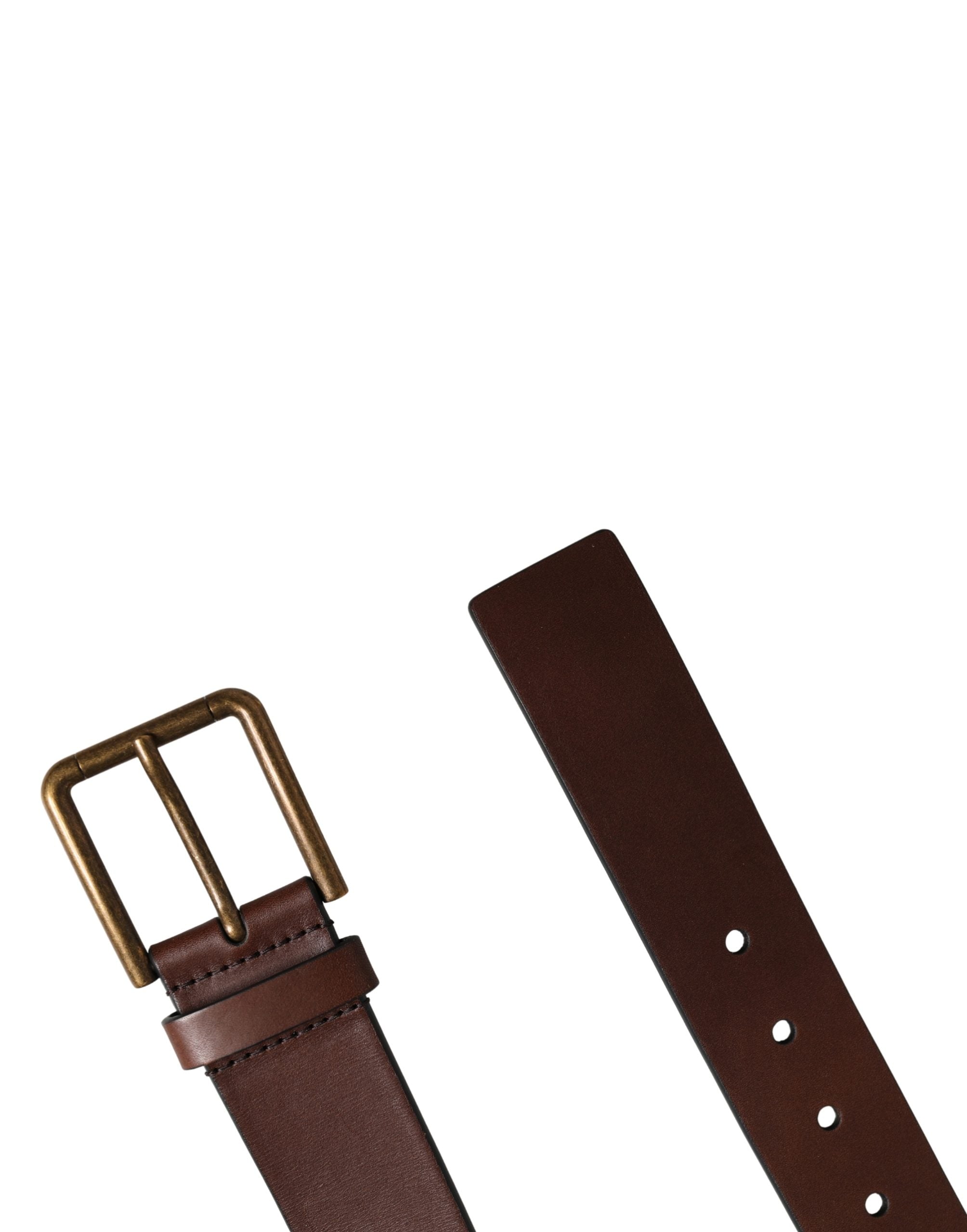 Dolce & Gabbana Men Brown Classic Leather Metal Buckle Belt - Luxe Marca