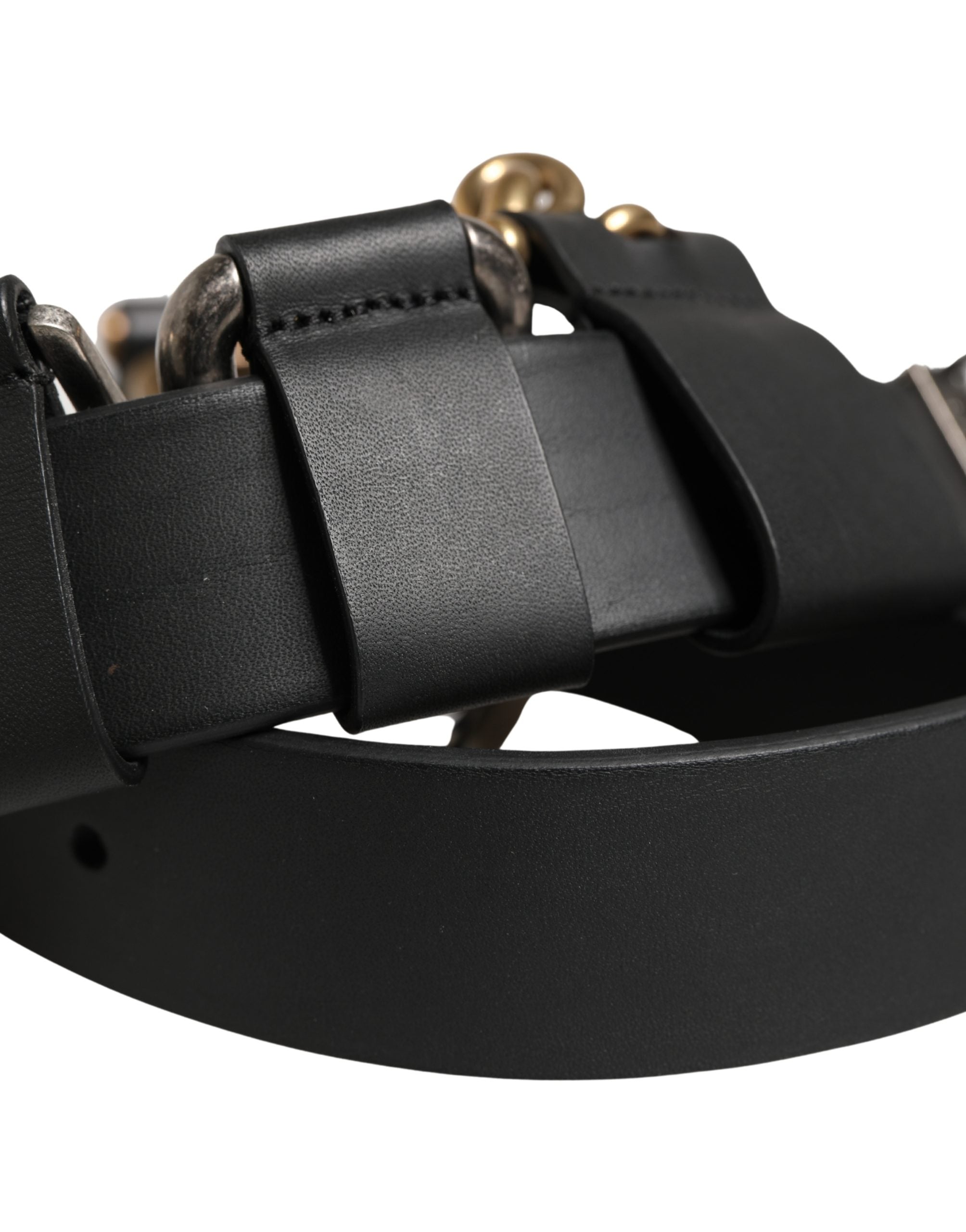Dolce & Gabbana Men Black Classic Leather Metal Buckle Belt - Luxe Marca