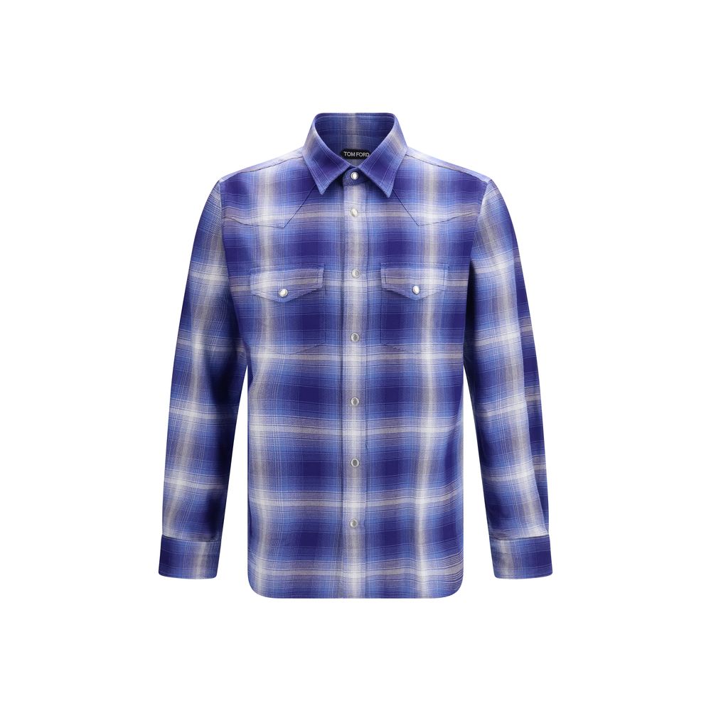 Tom Ford Blue Cotton Pattern Shirt