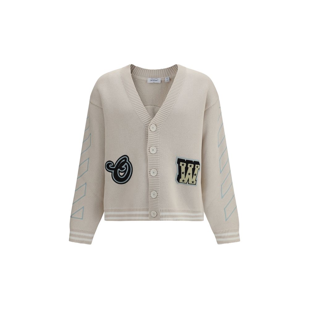 Off-White Beige Cotton Cardigan - Luxe Marca