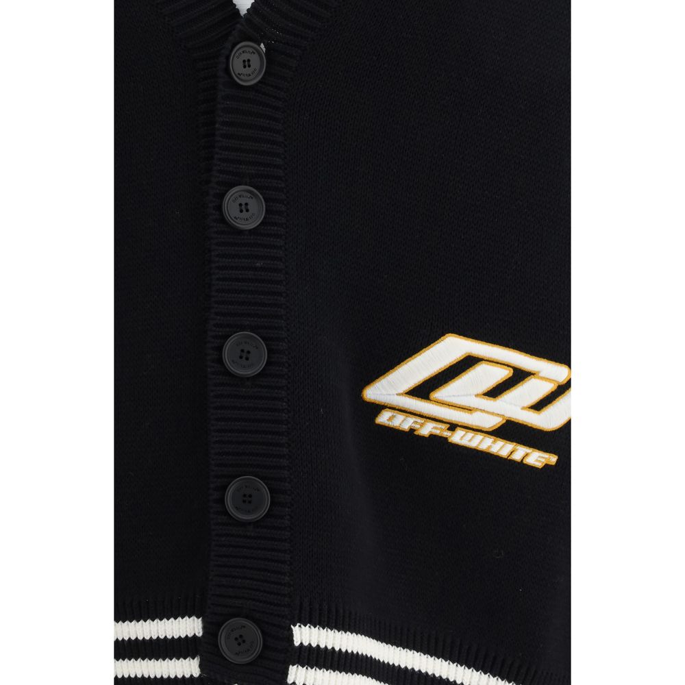 Off-White Black Cotton Cardigan - Luxe Marca