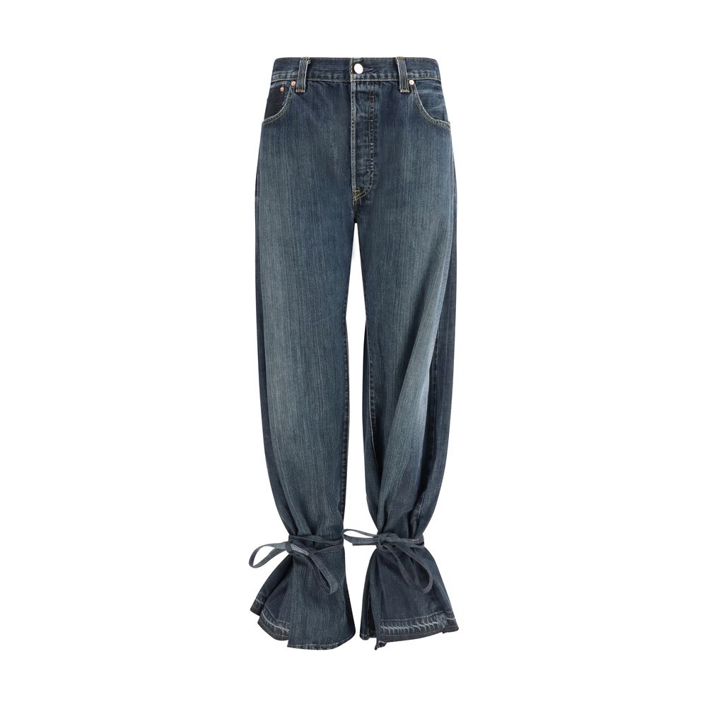 بنطلون جينز E.L.V. DENIM قطني بقصة مستقيمة - رمادي