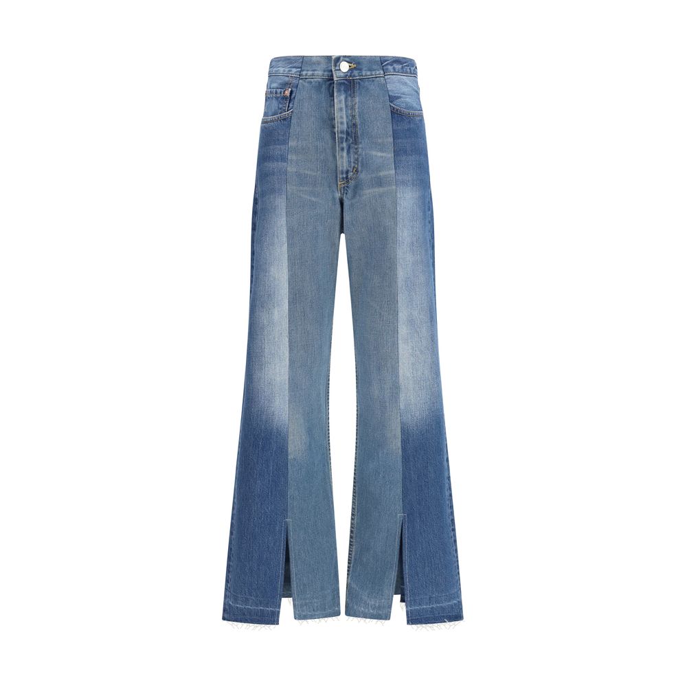 E.L.V. DENIM بنطلون جينز أزرق قطن بقصة واسعة