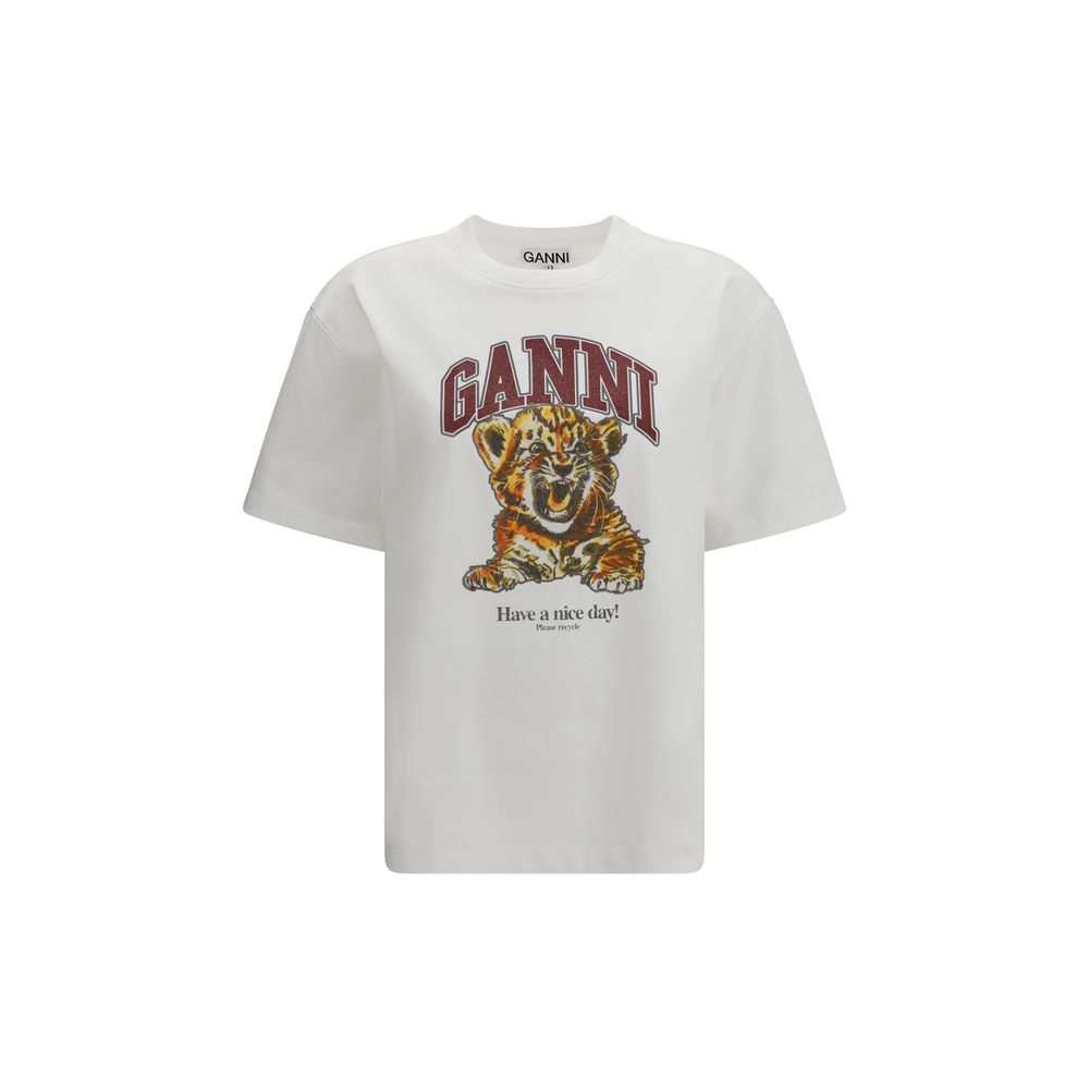 Ganni White Cotton T-Shirt - Luxe Marca