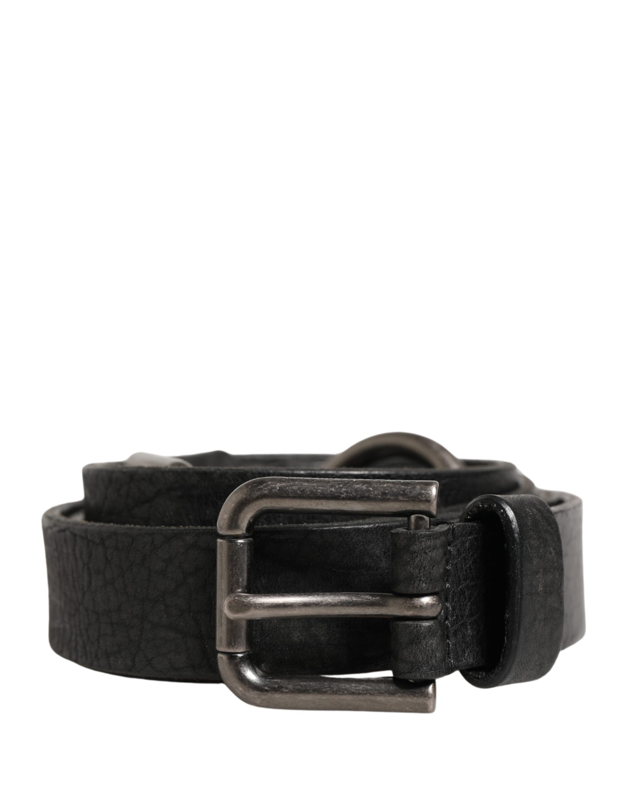 Dolce & Gabbana Men Black Calfskin Leather Metal Buckle Belt - Luxe Marca