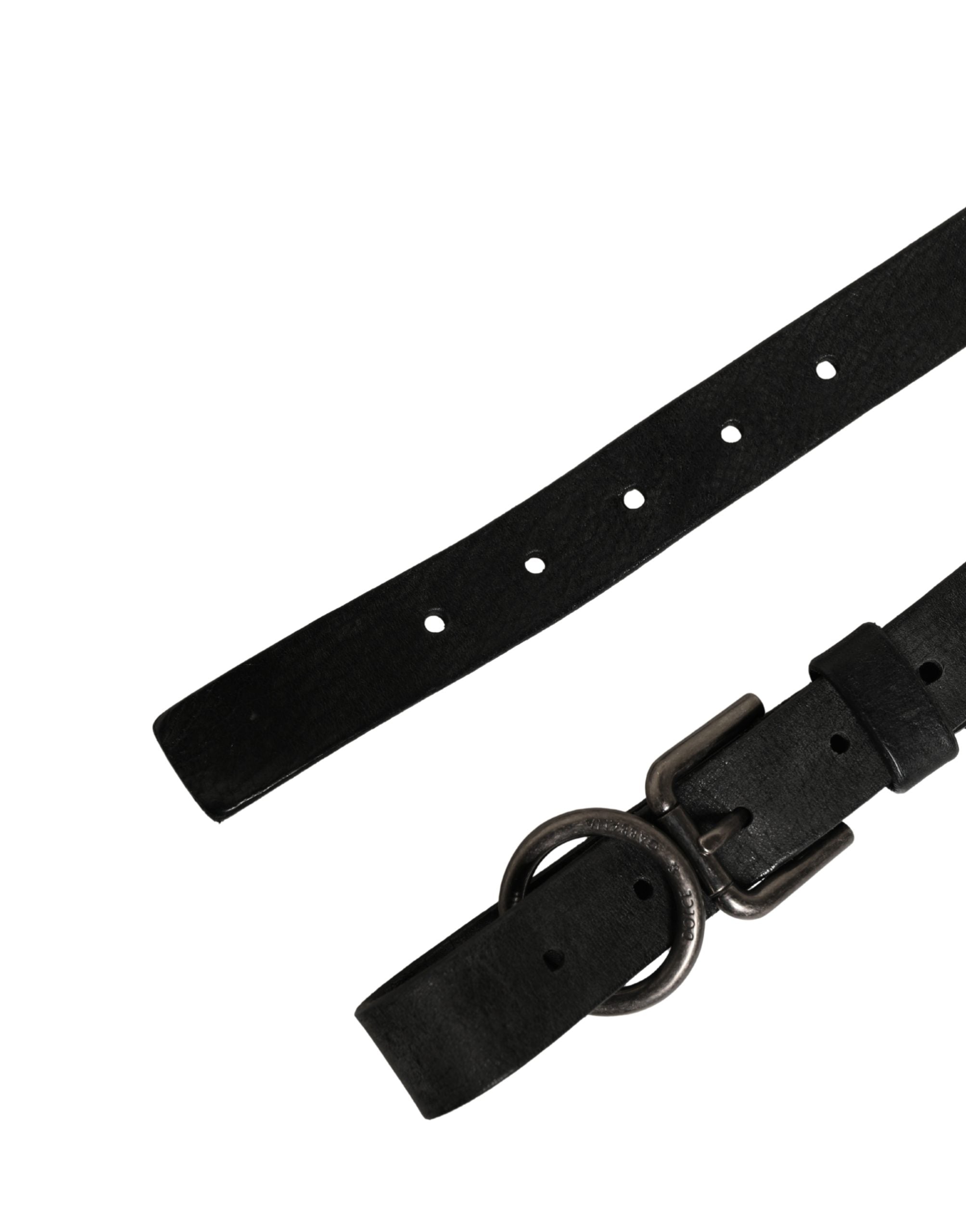 Dolce & Gabbana Men Black Calfskin Leather Metal Buckle Belt - Luxe Marca