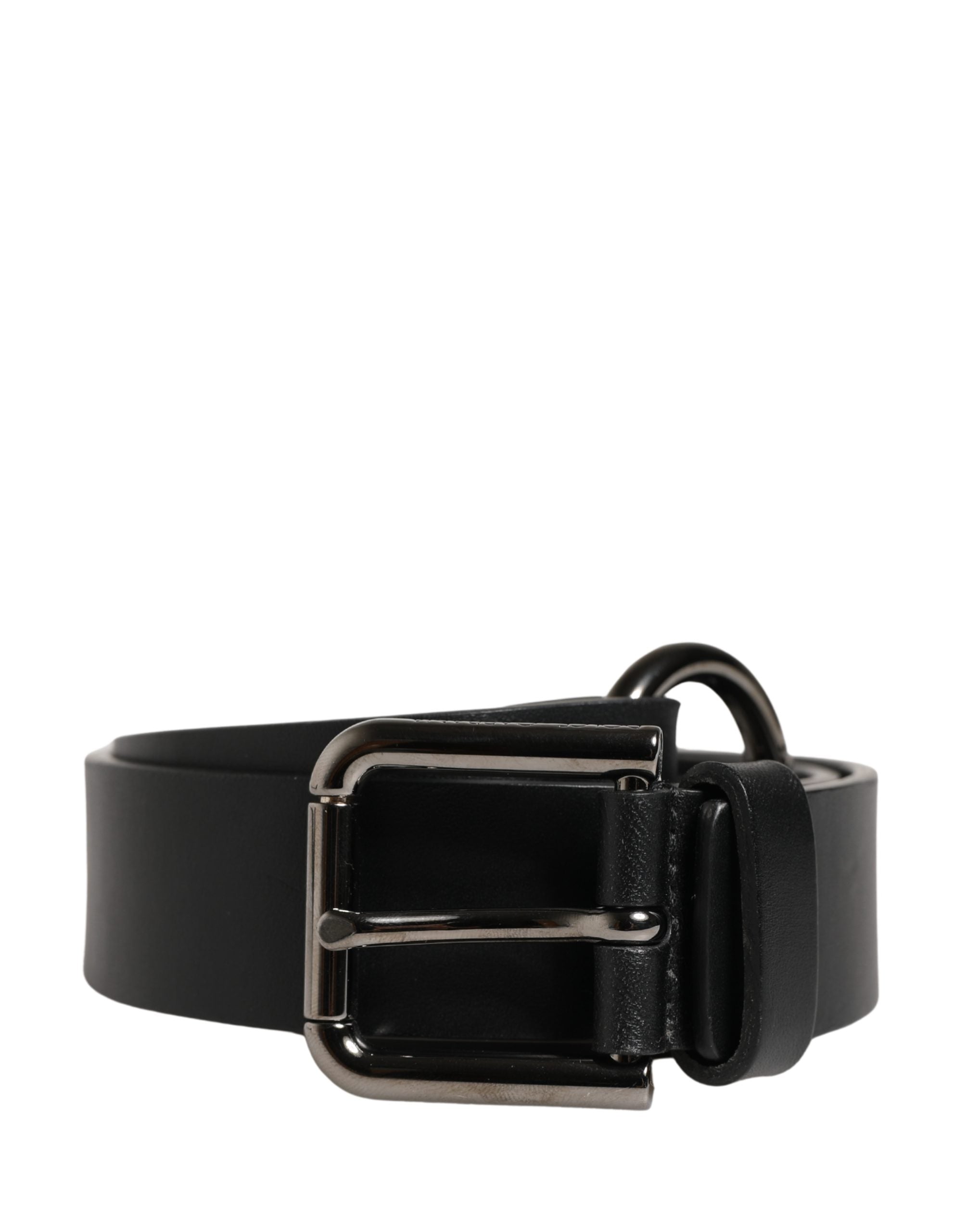 Dolce & Gabbana Men Black Calfskin Leather Metal Buckle Belt - Luxe Marca