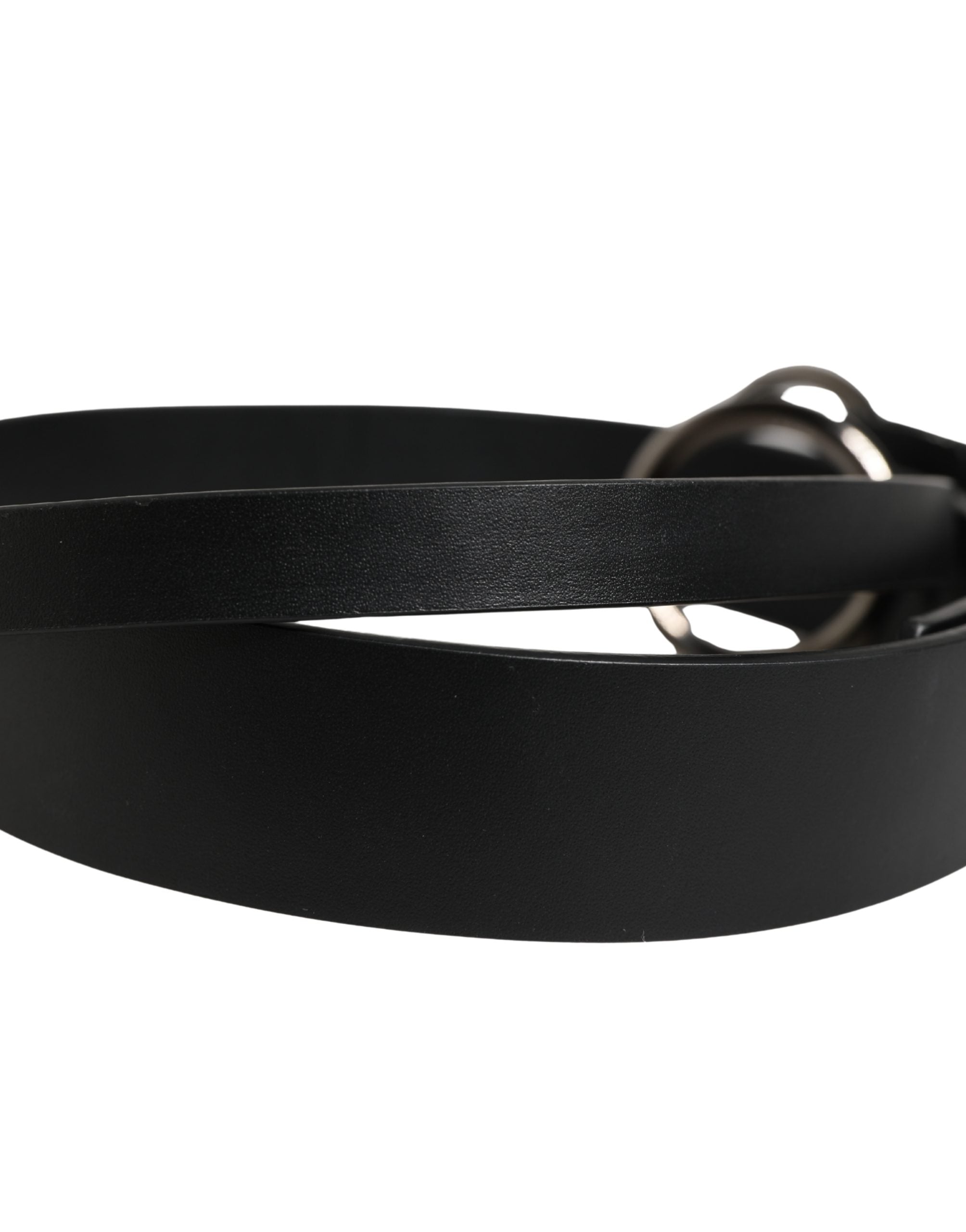 Dolce & Gabbana Men Black Calfskin Leather Metal Buckle Belt - Luxe Marca