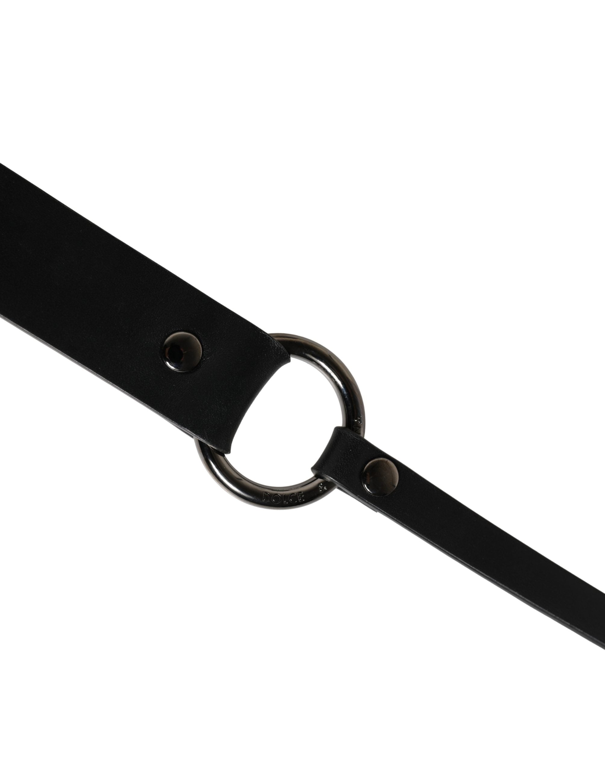 Dolce & Gabbana Men Black Calfskin Leather Metal Buckle Belt - Luxe Marca