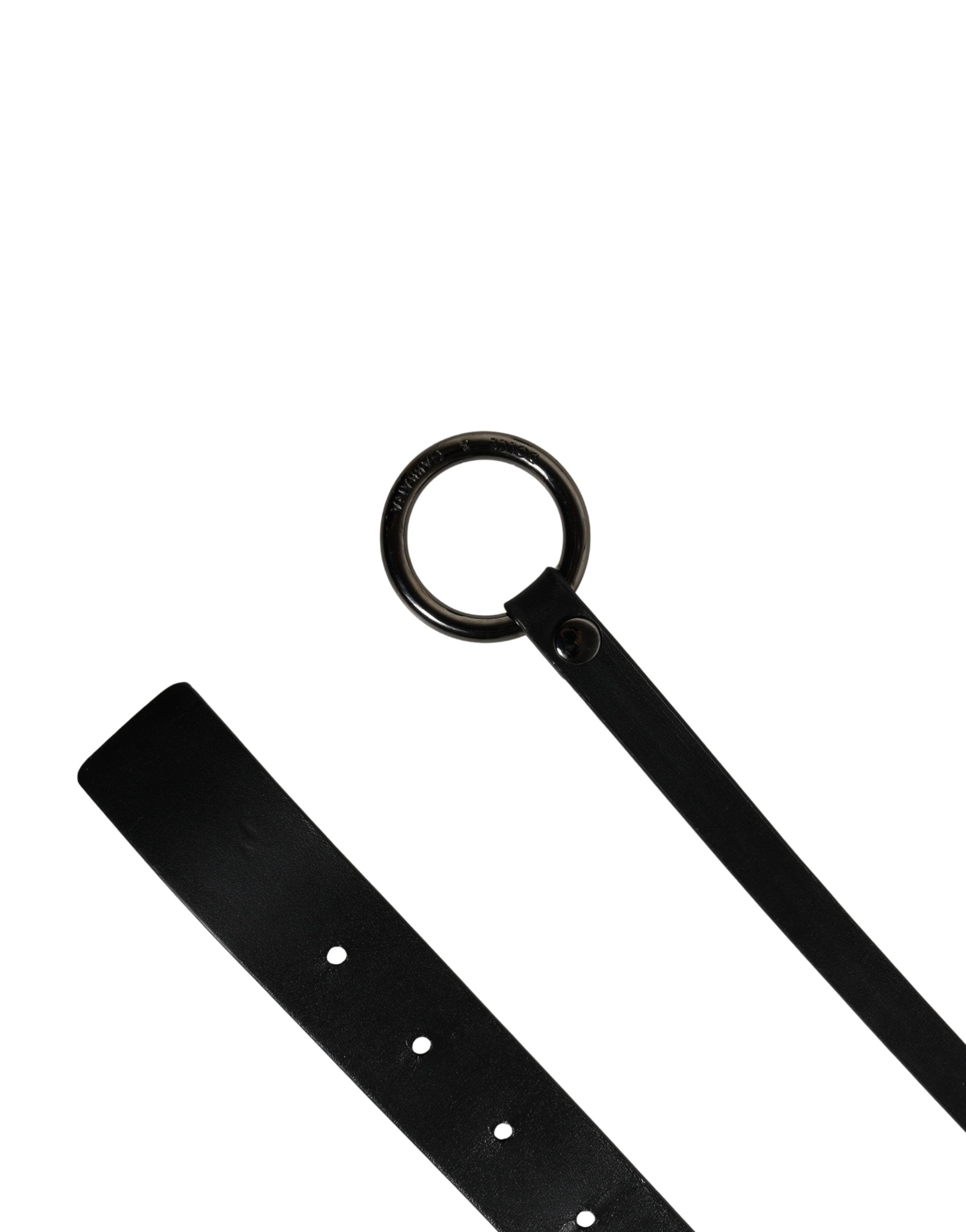 Dolce & Gabbana Men Black Calfskin Leather Metal Buckle Belt - Luxe Marca