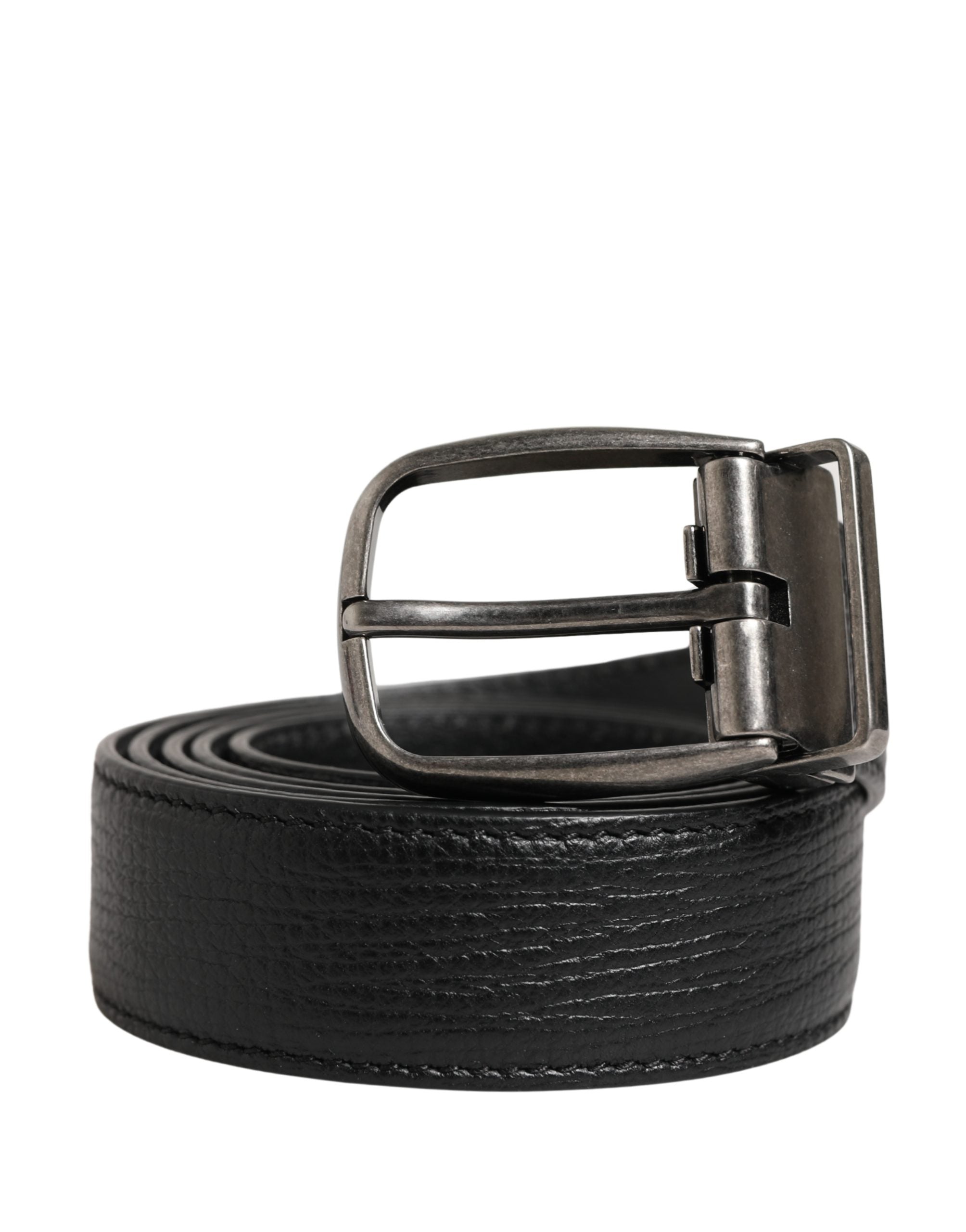 Dolce & Gabbana Men Black Classic Leather Metal Buckle Belt - Luxe Marca