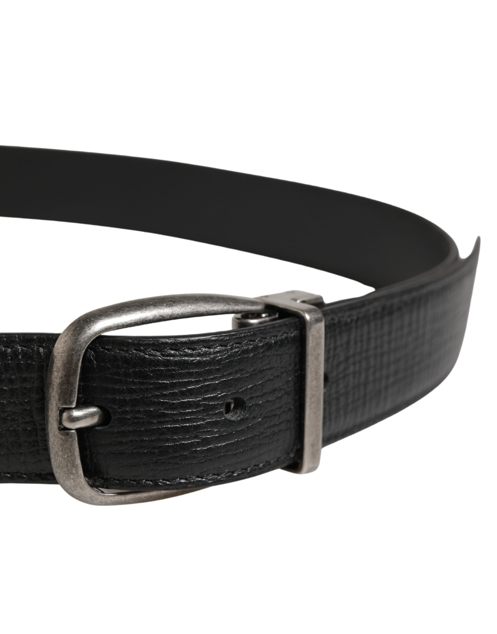 Dolce & Gabbana Men Black Classic Leather Metal Buckle Belt - Luxe Marca