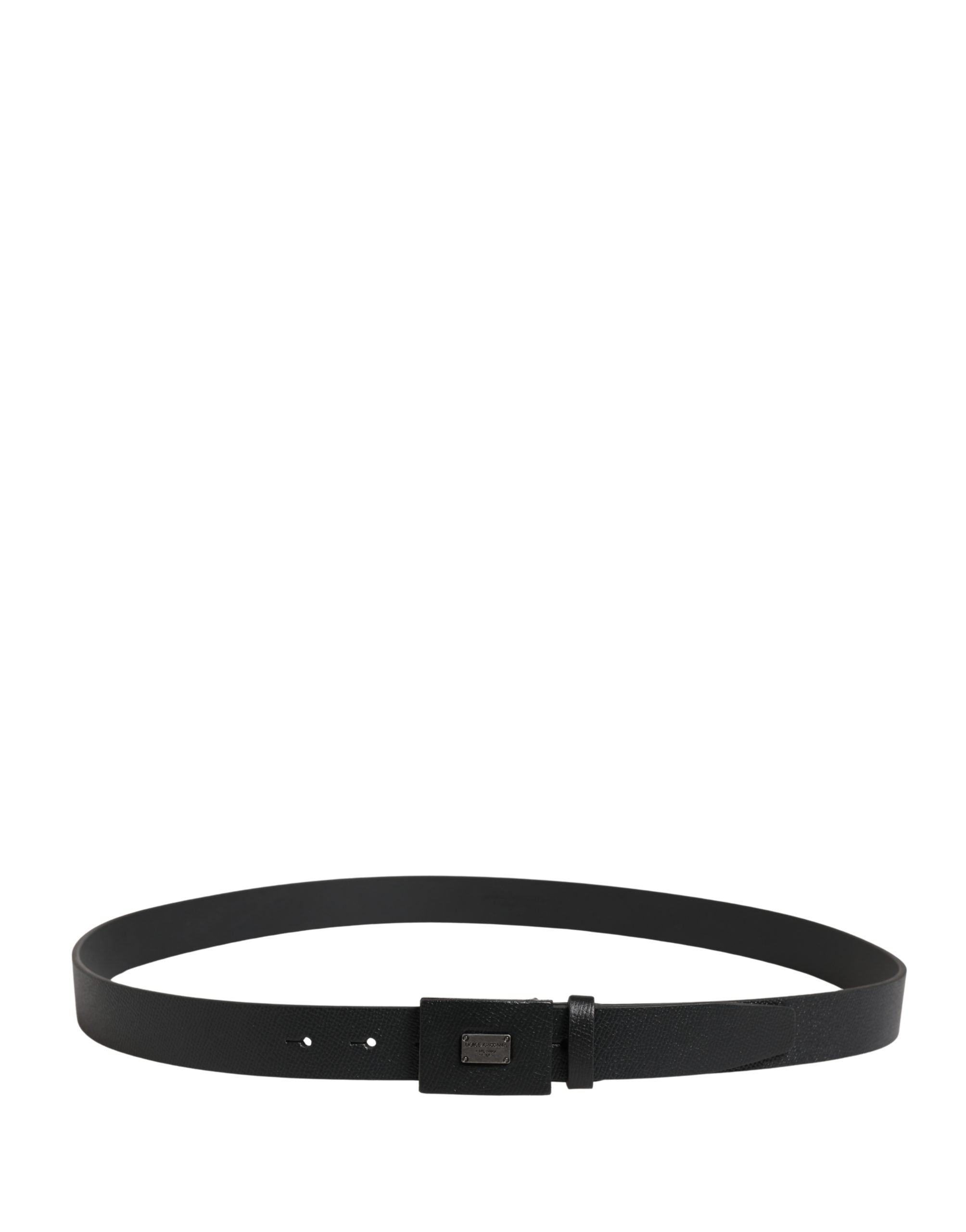 Dolce & Gabbana Men Black Calfskin Leather Square Buckle Belt - Luxe Marca