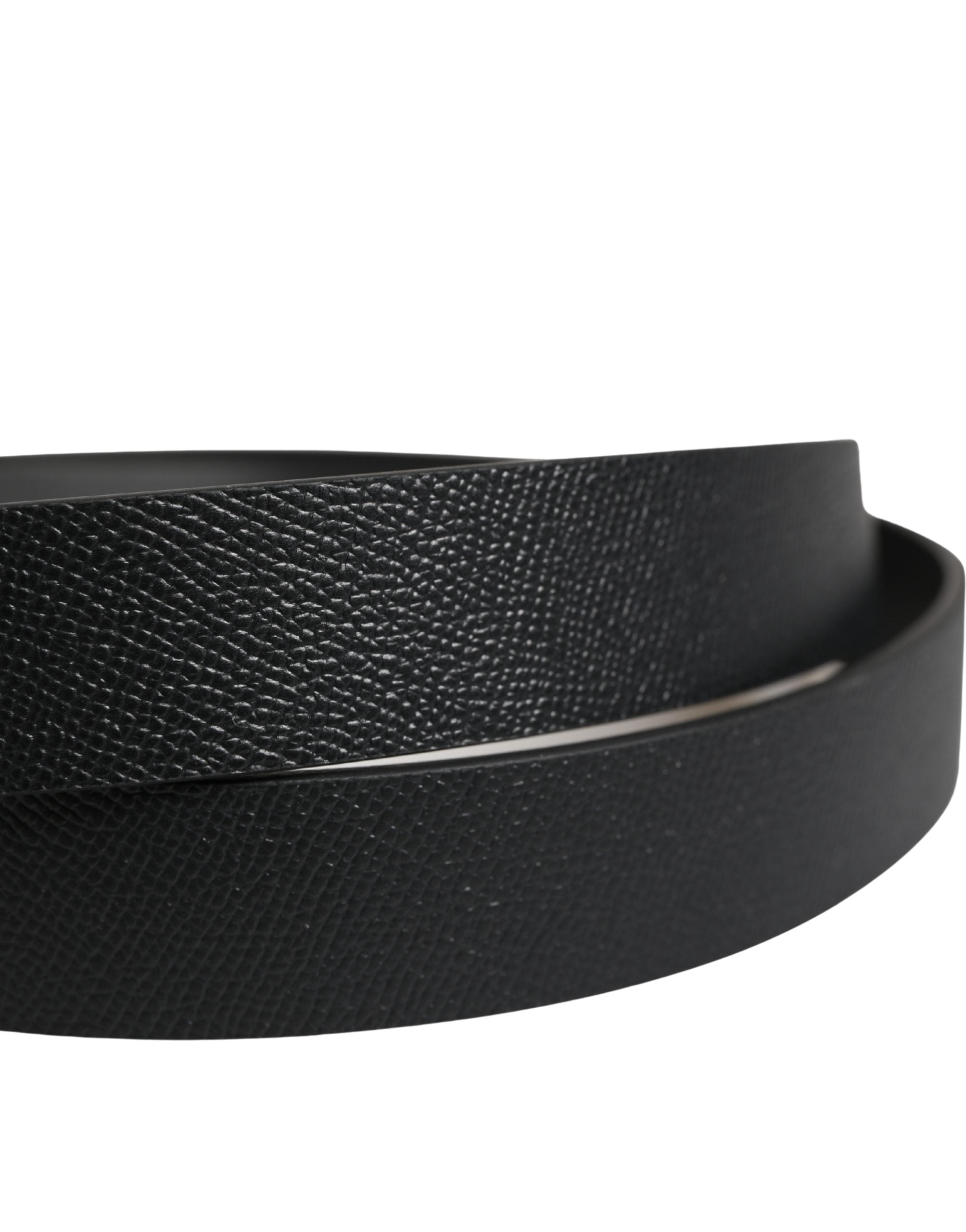 Dolce & Gabbana Men Black Calfskin Leather Square Buckle Belt - Luxe Marca