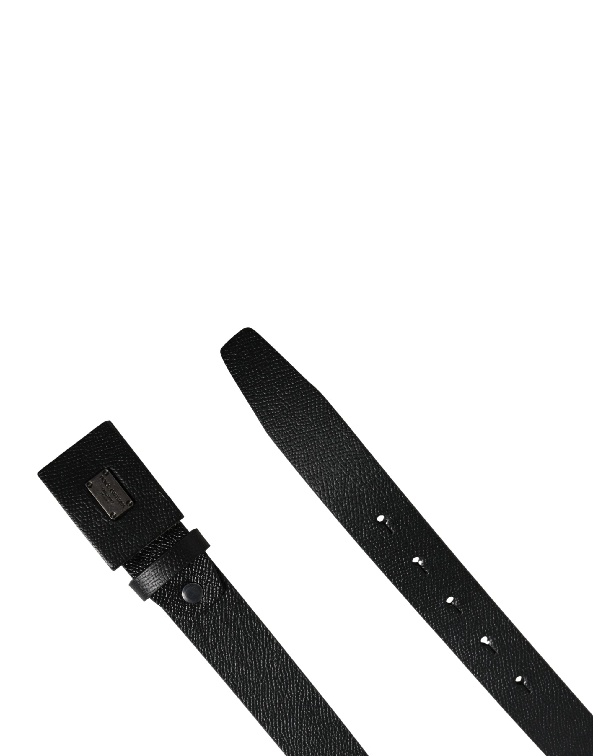 Dolce & Gabbana Men Black Calfskin Leather Square Buckle Belt - Luxe Marca