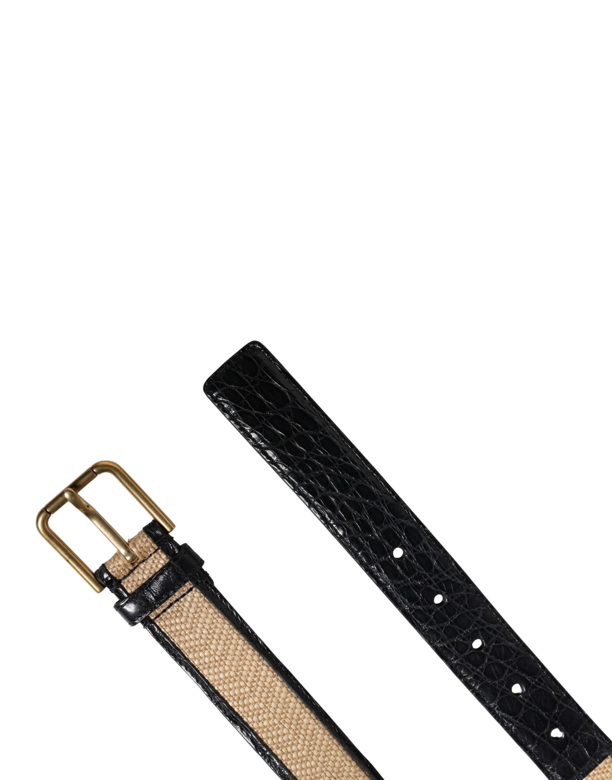 Dolce & Gabbana Men Beige Braided Leather Metal Buckle Belt - Luxe Marca