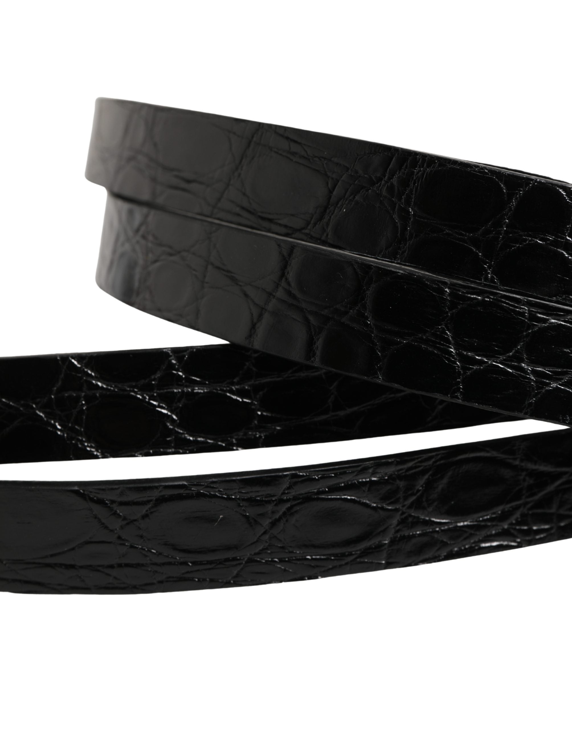 Dolce & Gabbana Black Double Strap Leather Silver Buckle Belt - Luxe Marca
