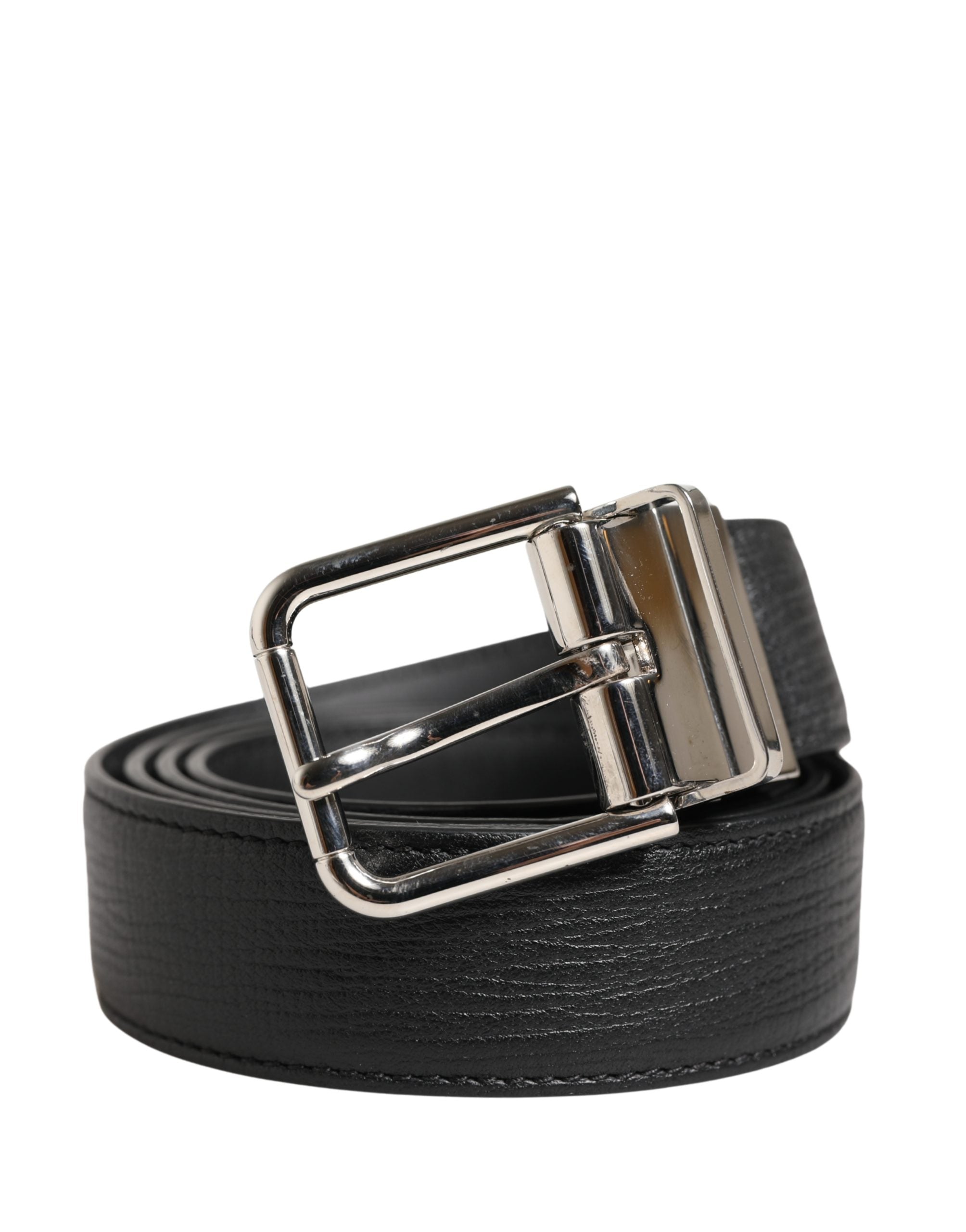 Dolce & Gabbana Men Black Classic Leather Metal Buckle Belt - Luxe Marca