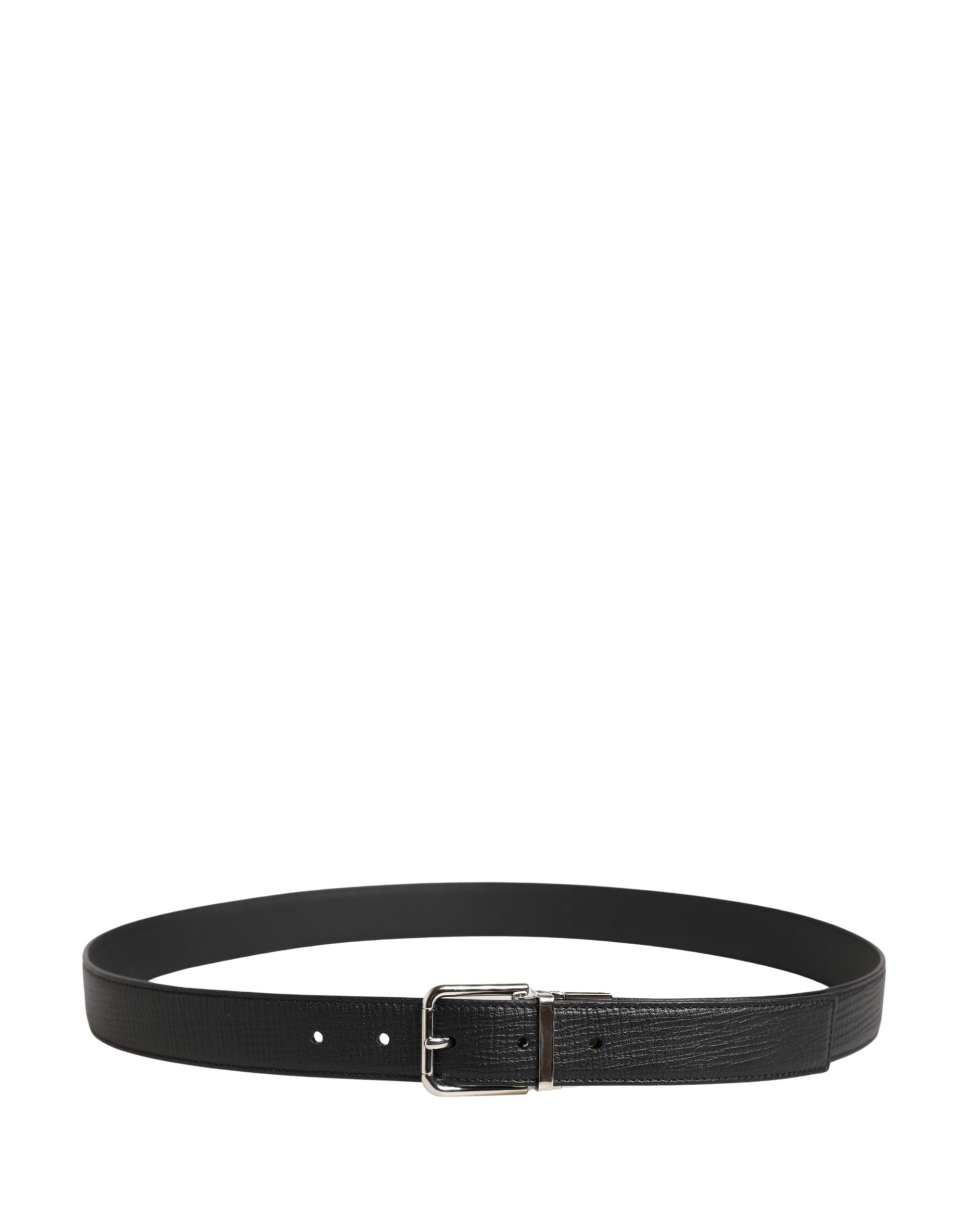 Dolce & Gabbana Men Black Classic Leather Metal Buckle Belt - Luxe Marca