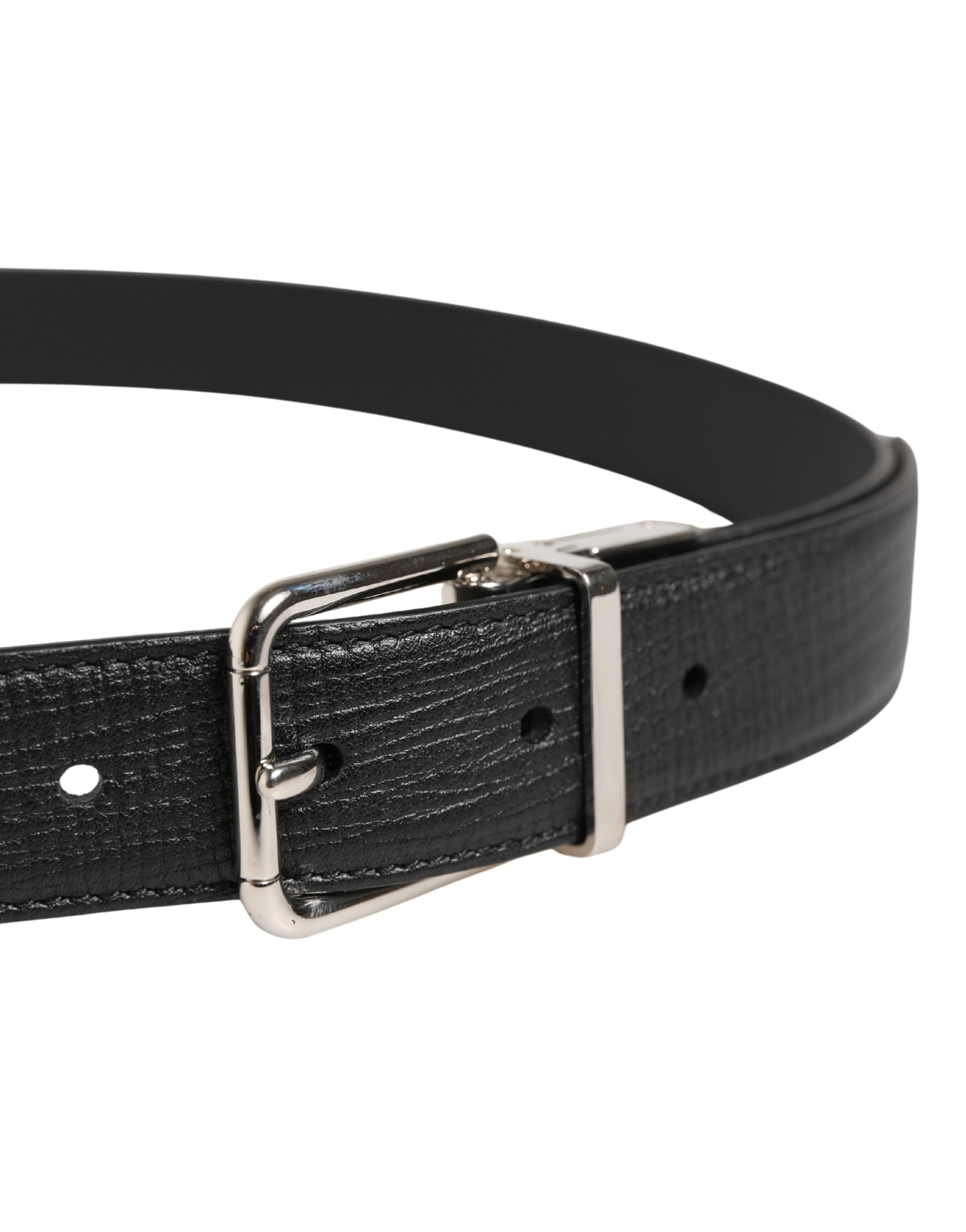 Dolce & Gabbana Men Black Classic Leather Metal Buckle Belt - Luxe Marca