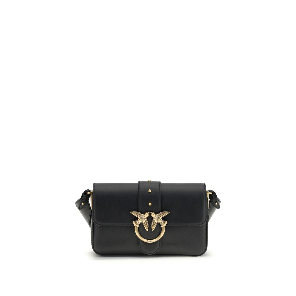 PINKO Black Calf Leather Bos Taurus Shoulder Bag - Luxe Marca