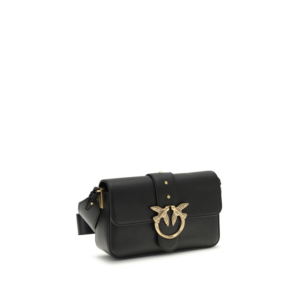 PINKO Black Calf Leather Bos Taurus Shoulder Bag - Luxe Marca