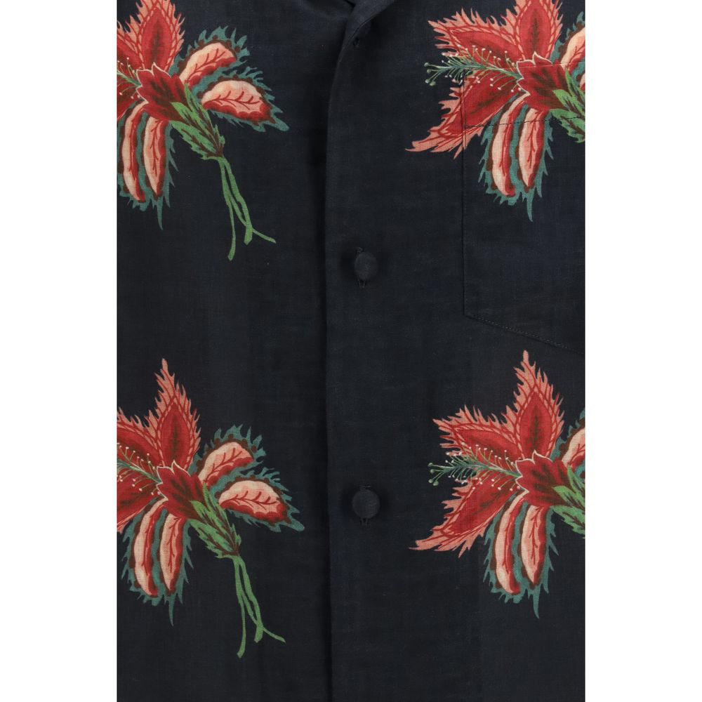 Valentino Black Linen Pattern Shirt - Luxe Marca