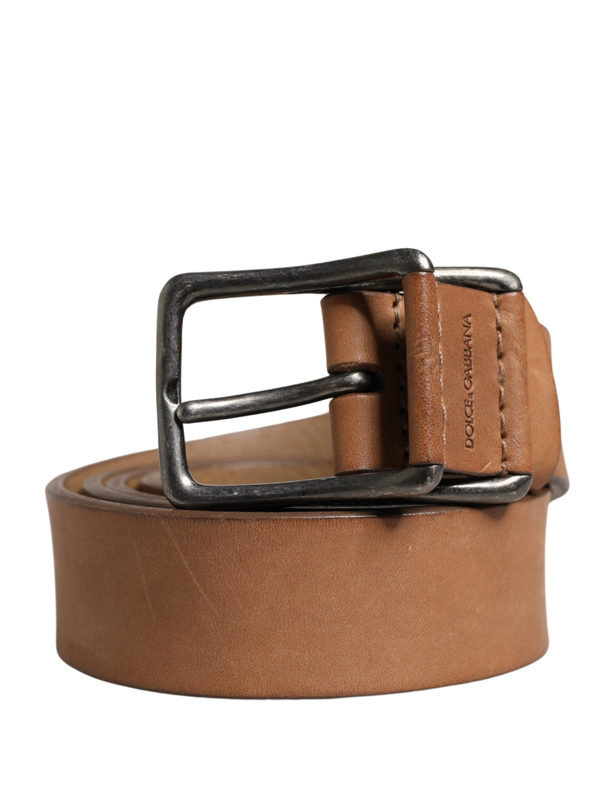 Dolce & Gabbana Men Brown Leather Classic Metal Buckle Belt - Luxe Marca