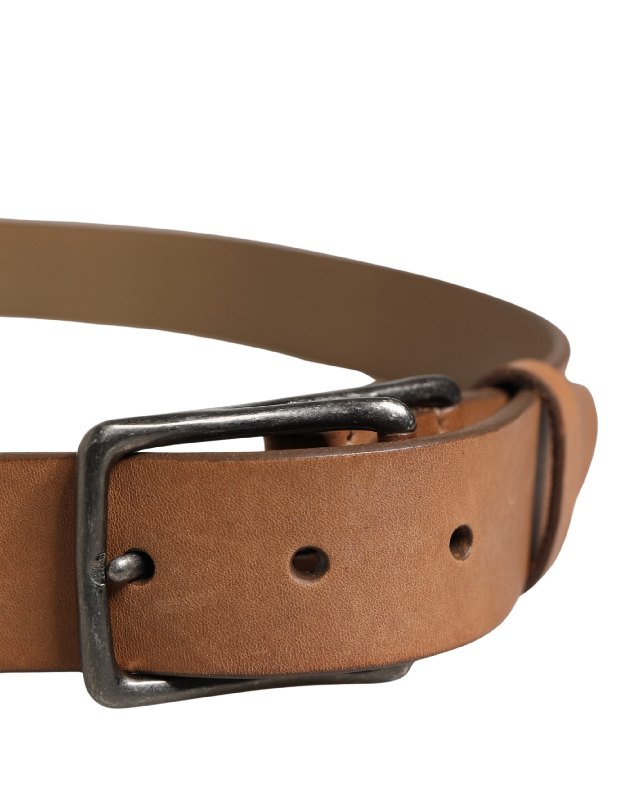 Dolce & Gabbana Men Brown Leather Classic Metal Buckle Belt - Luxe Marca