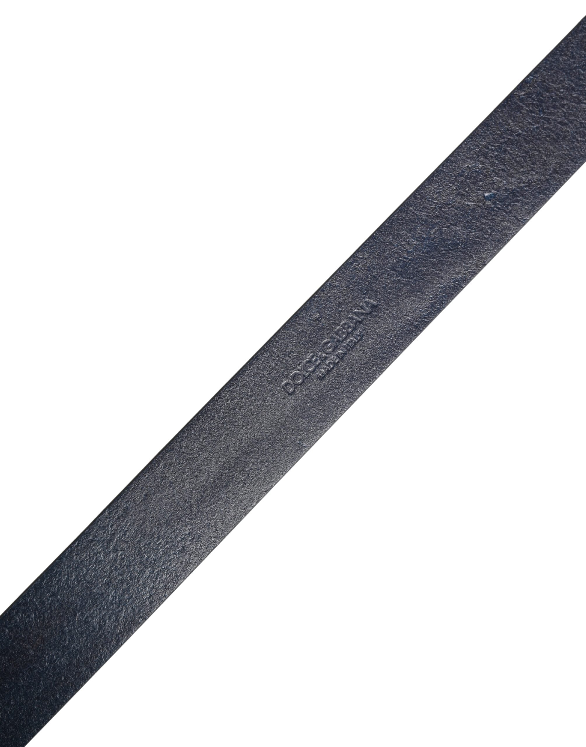 Dolce & Gabbana Men Blue Calf Leather Logo Metal Buckle Belt - Luxe Marca