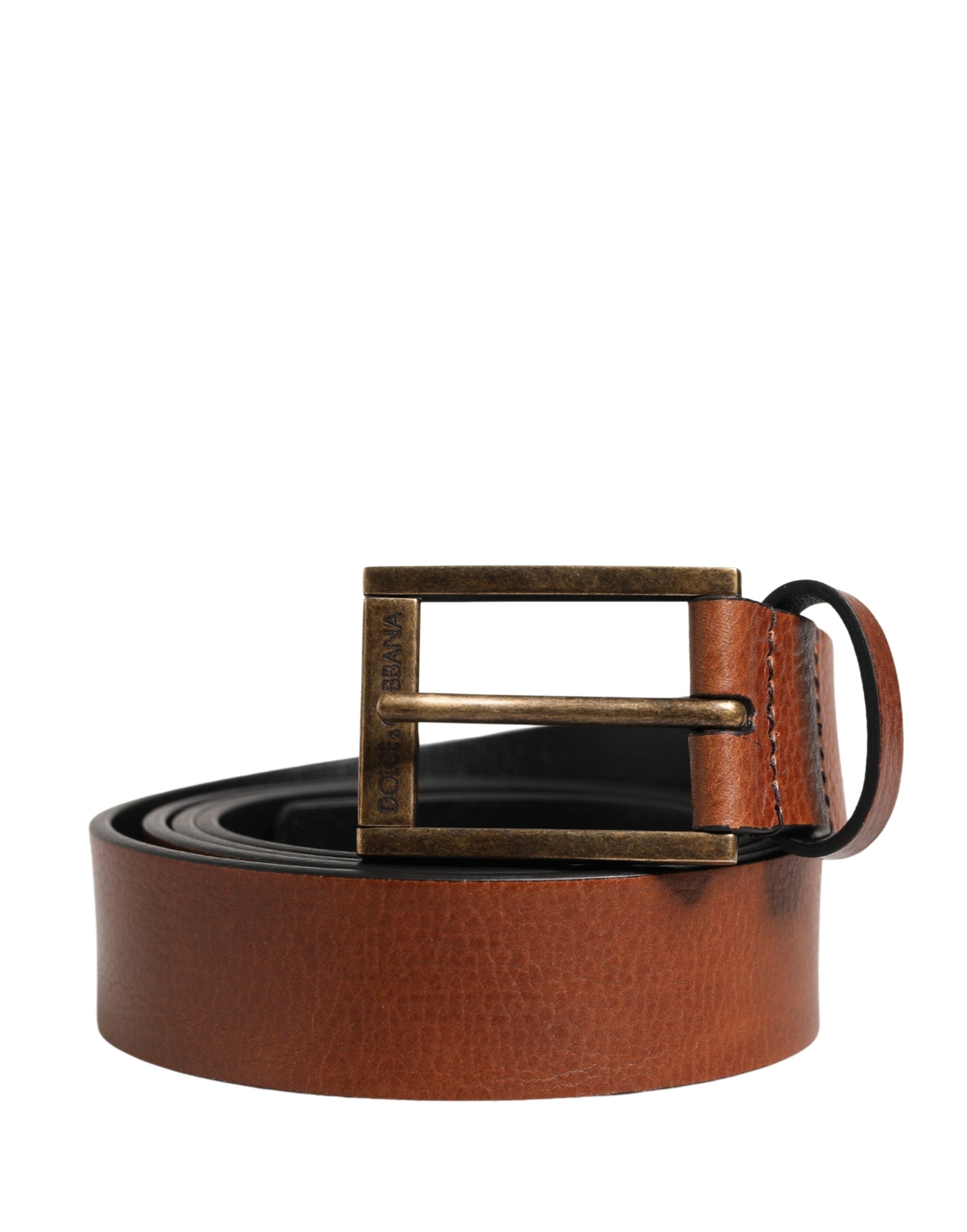 Dolce & Gabbana Men Brown Leather Classic Metal Buckle Belt - Luxe Marca
