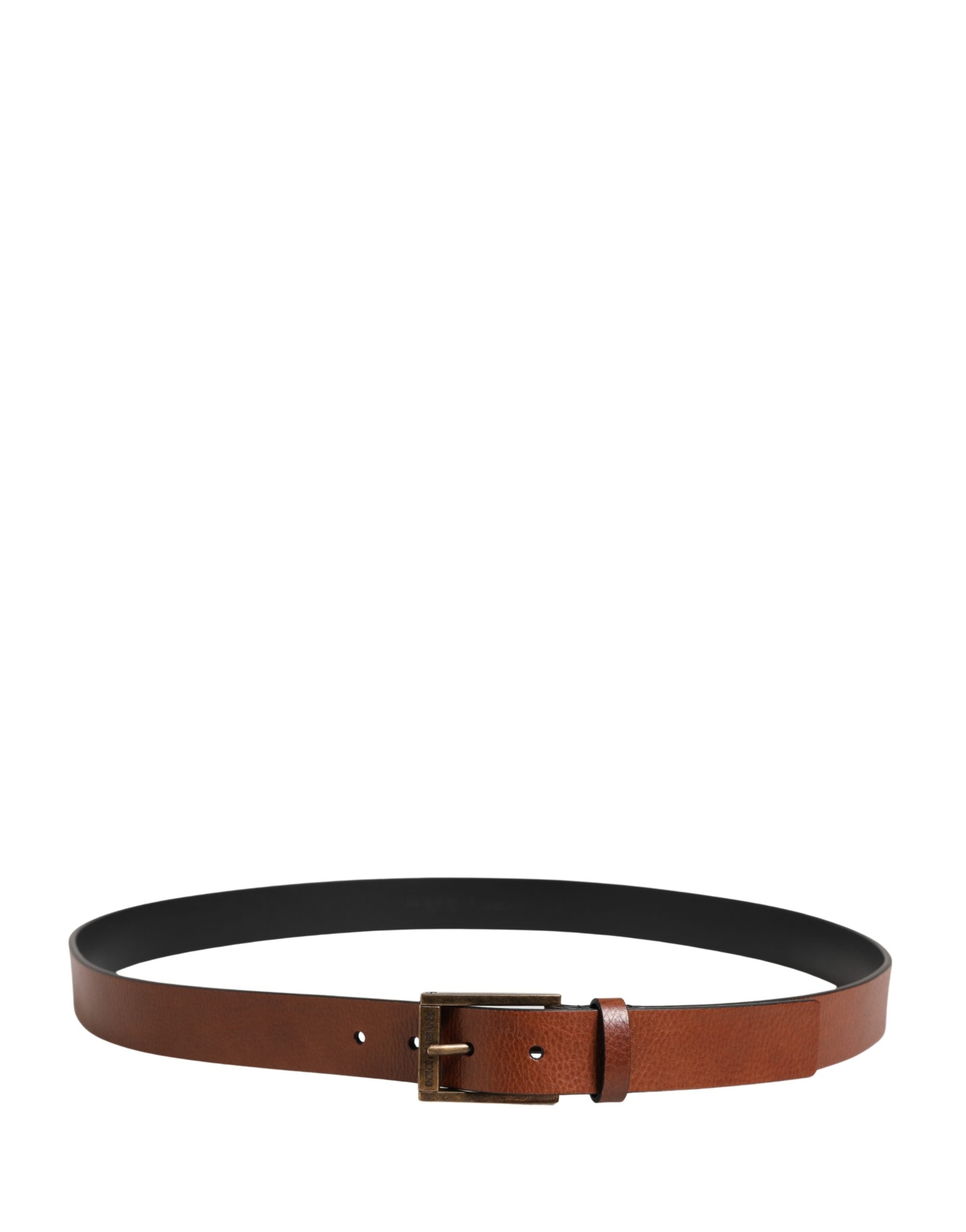 Dolce & Gabbana Men Brown Leather Classic Metal Buckle Belt - Luxe Marca
