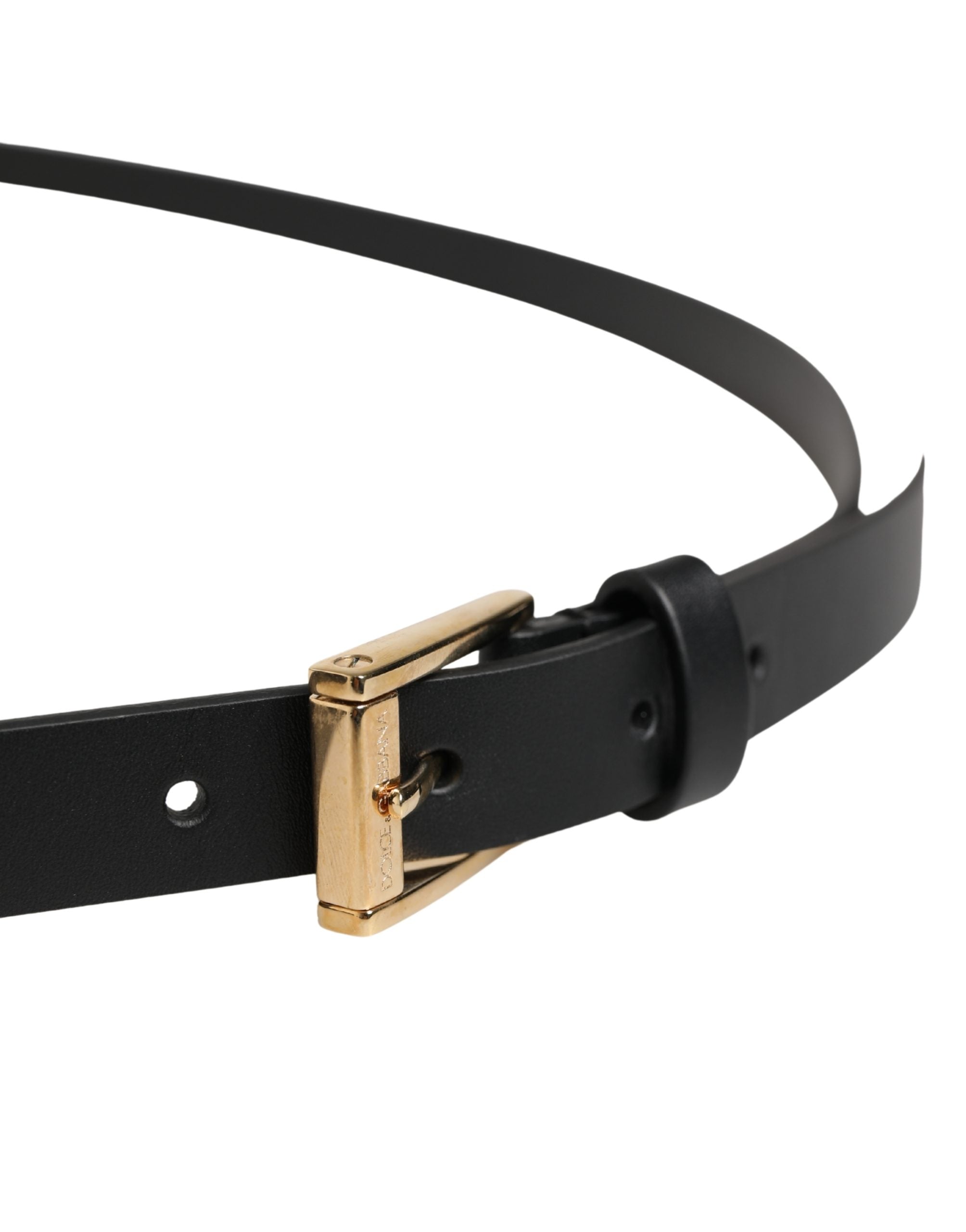 Dolce & Gabbana Men Black Leather Classic Metal Buckle Belt - Luxe Marca