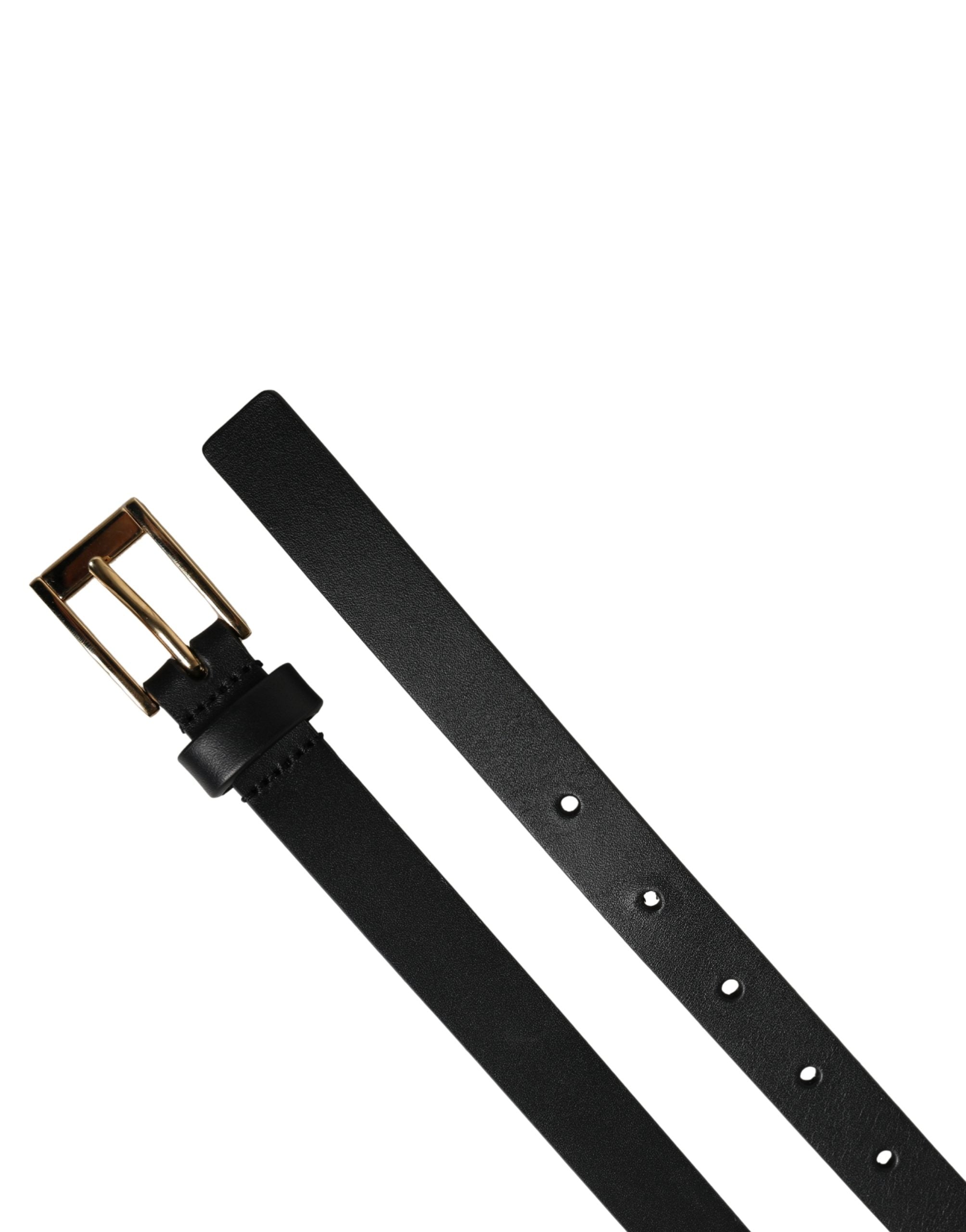Dolce & Gabbana Men Black Leather Classic Metal Buckle Belt - Luxe Marca