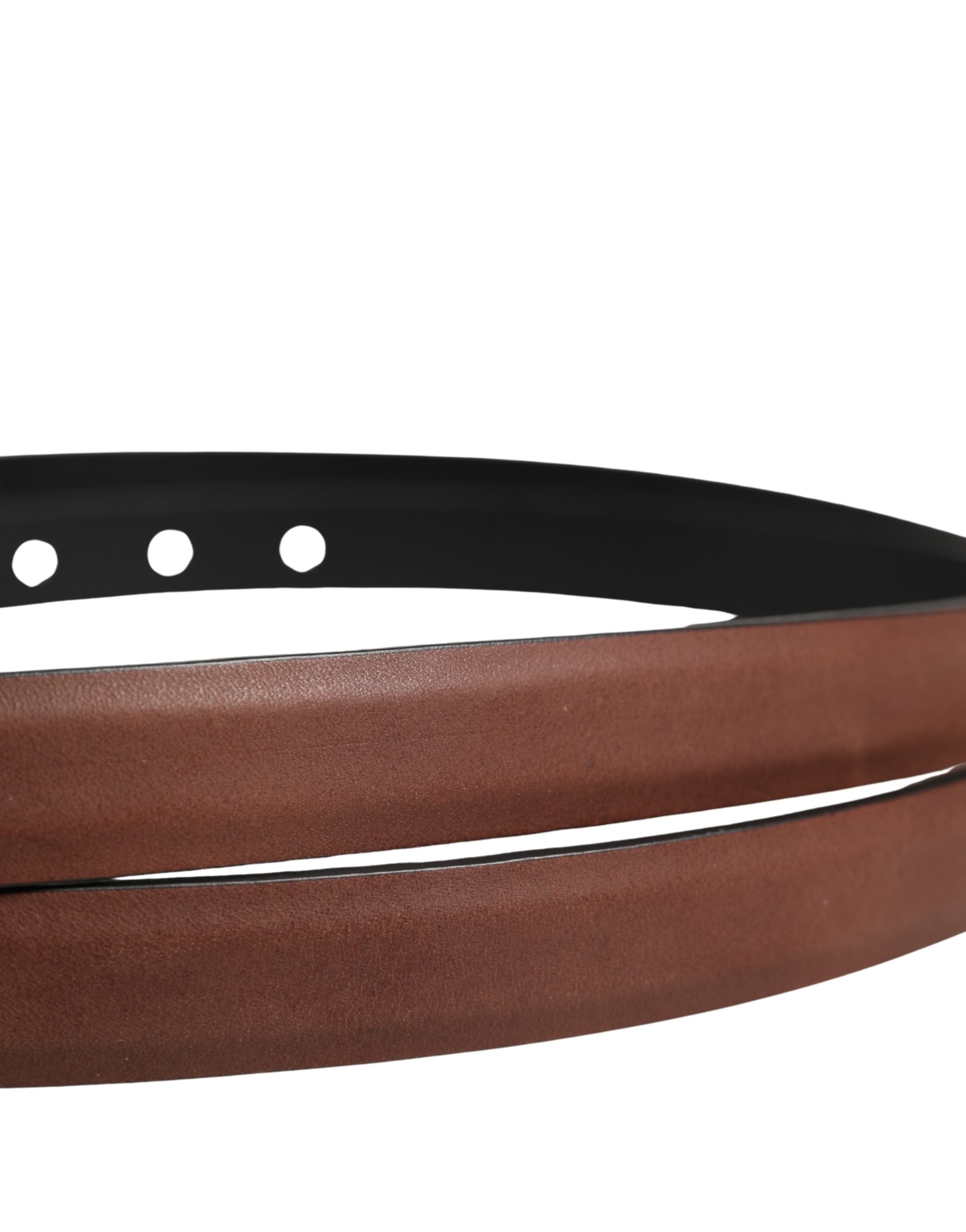Dolce & Gabbana Men Brown Leather Classic Metal Buckle Belt - Luxe Marca