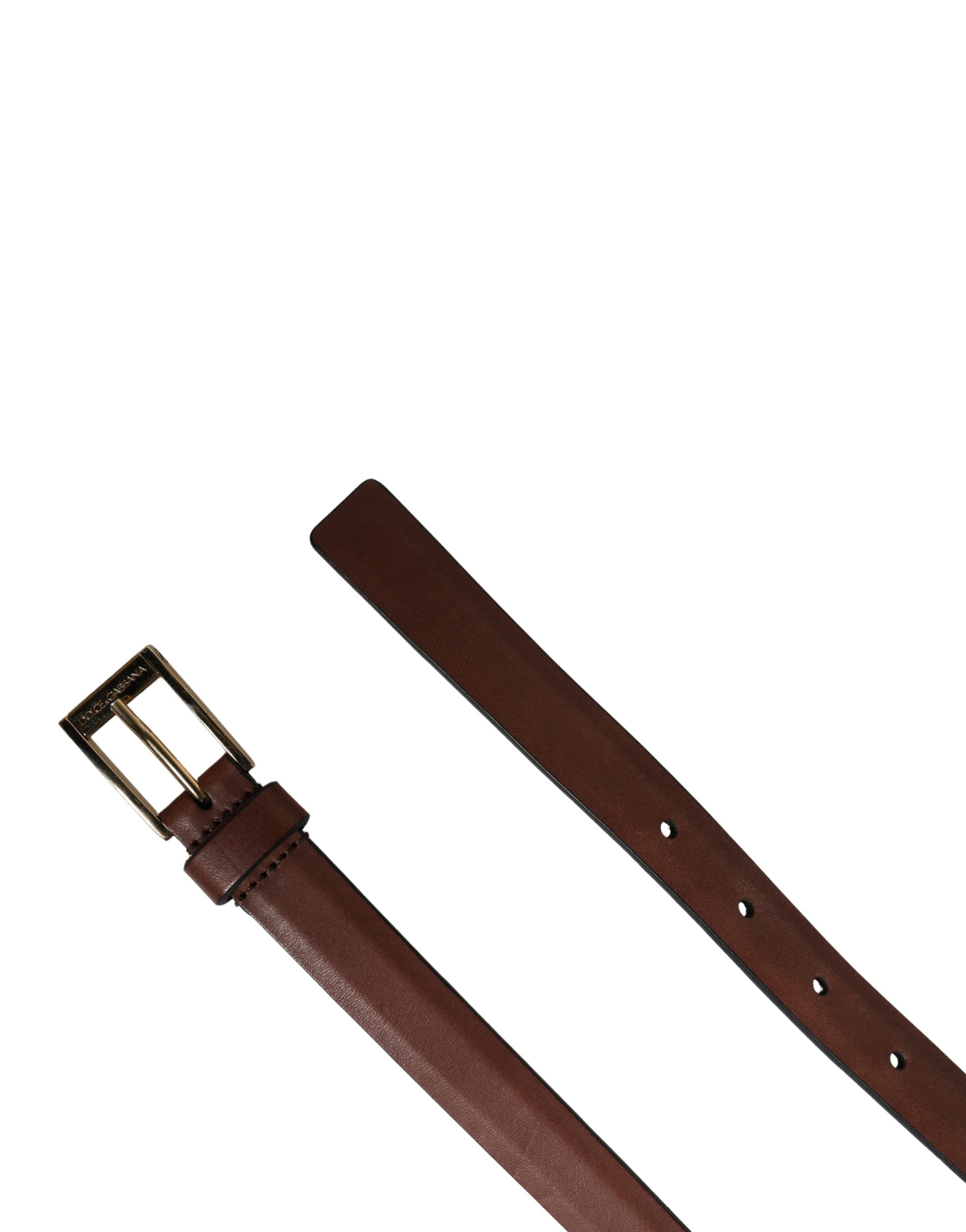 Dolce & Gabbana Men Brown Leather Classic Metal Buckle Belt - Luxe Marca