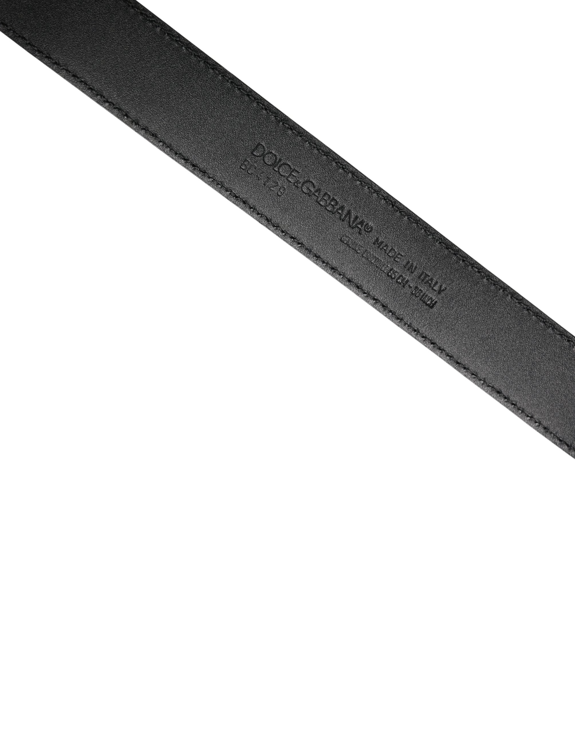 Dolce & Gabbana Men Black Exotic Leather Logo Buckle Belt - Luxe Marca