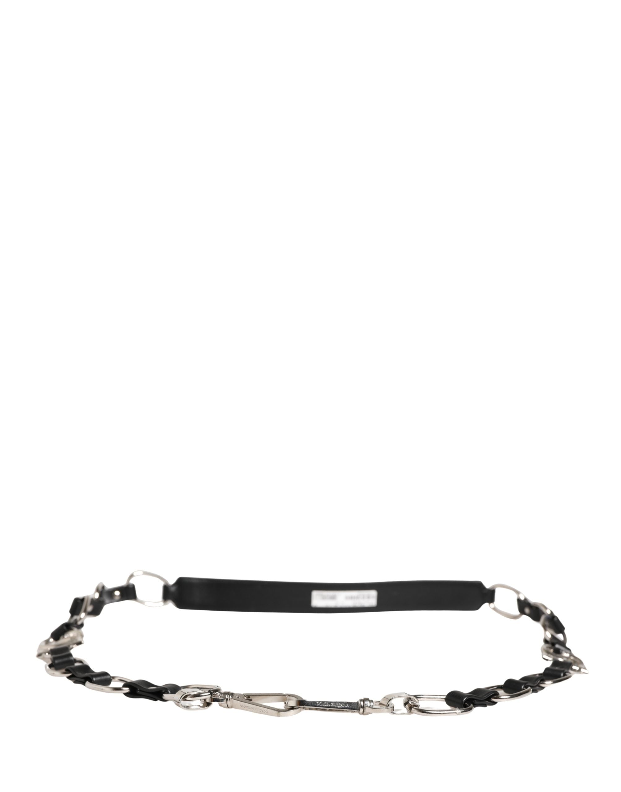Dolce & Gabbana Black Leather Silver Chain Bag Accessory Shoulder Strap - Luxe Marca