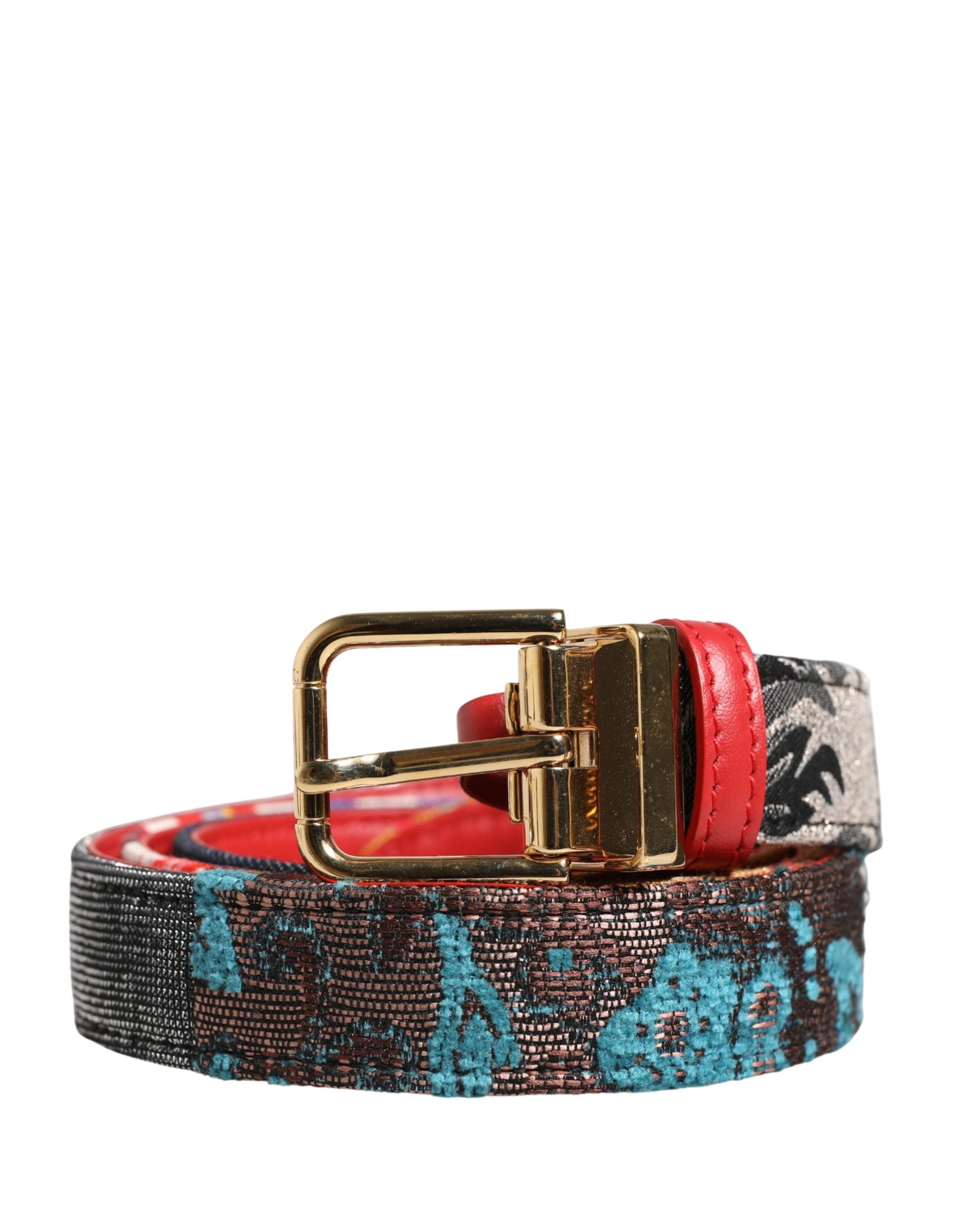 Dolce & Gabbana Multicolor Floral Jacquard Metal Buckle Belt - Luxe Marca