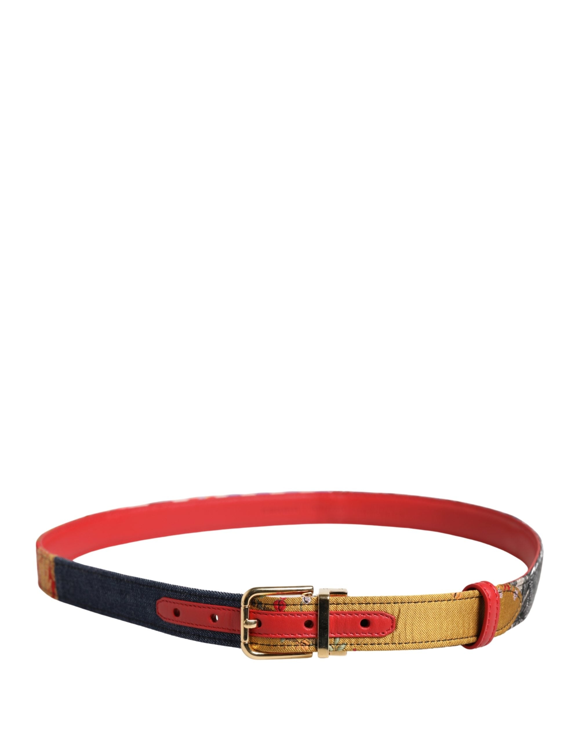 Dolce & Gabbana Multicolor Floral Jacquard Metal Buckle Belt - Luxe Marca
